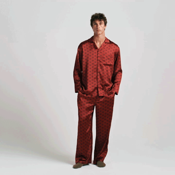 SKIMS SATEEN SLEEP MENS LONG SLEEP SET | RED HEART HALFDROP - Sneaker Türkiye