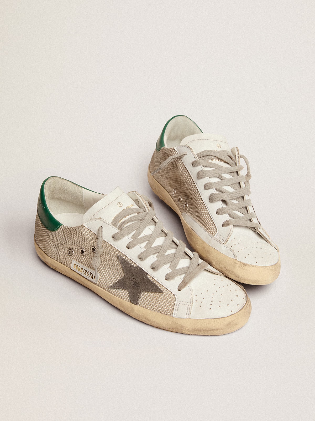 Golden Goose Men’s Super-Star In Light Silver Mesh With Gray Star - Sneaker Türkiye