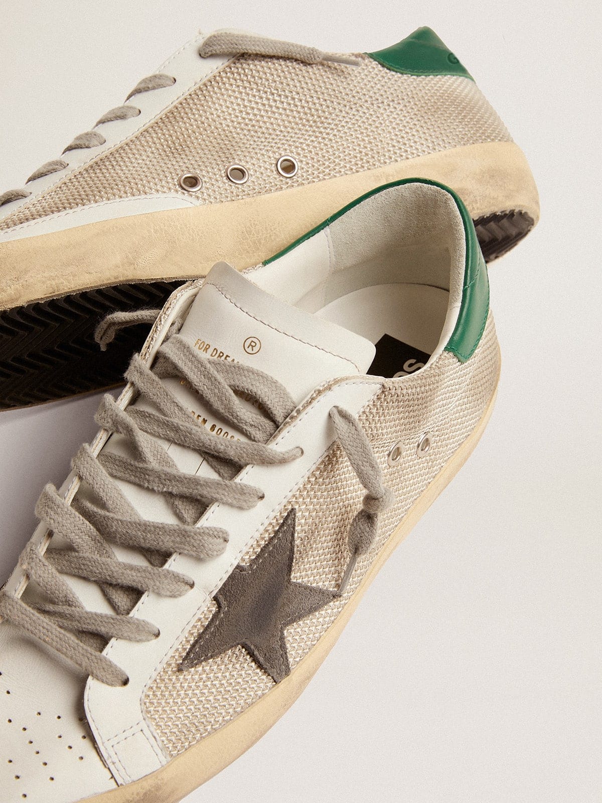 Golden Goose Men’s Super-Star In Light Silver Mesh With Gray Star - Sneaker Türkiye