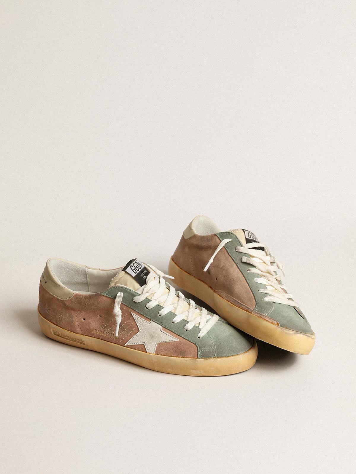 Golden Goose Men’s Super-Star In Brown And Green Suede With White Nappa Leather Star - Sneaker Türkiye