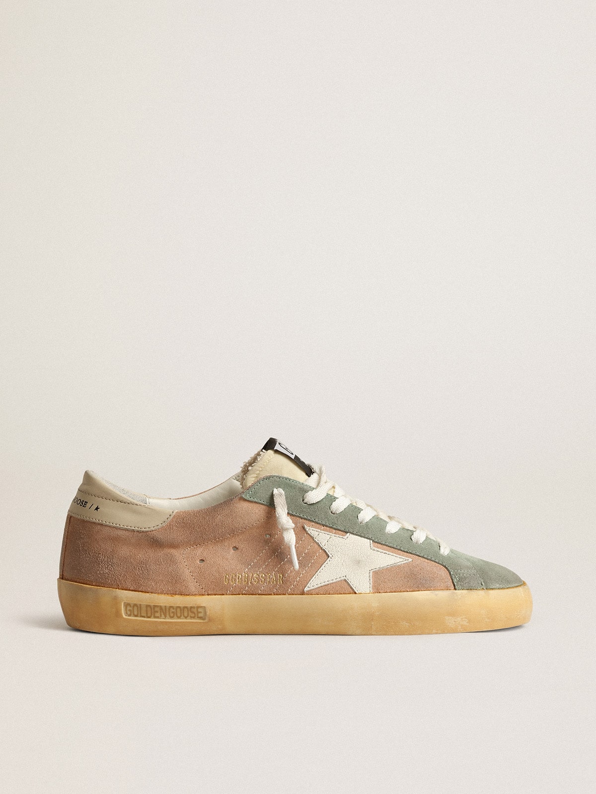 Golden Goose Men’s Super-Star In Brown And Green Suede With White Nappa Leather Star - Sneaker Türkiye