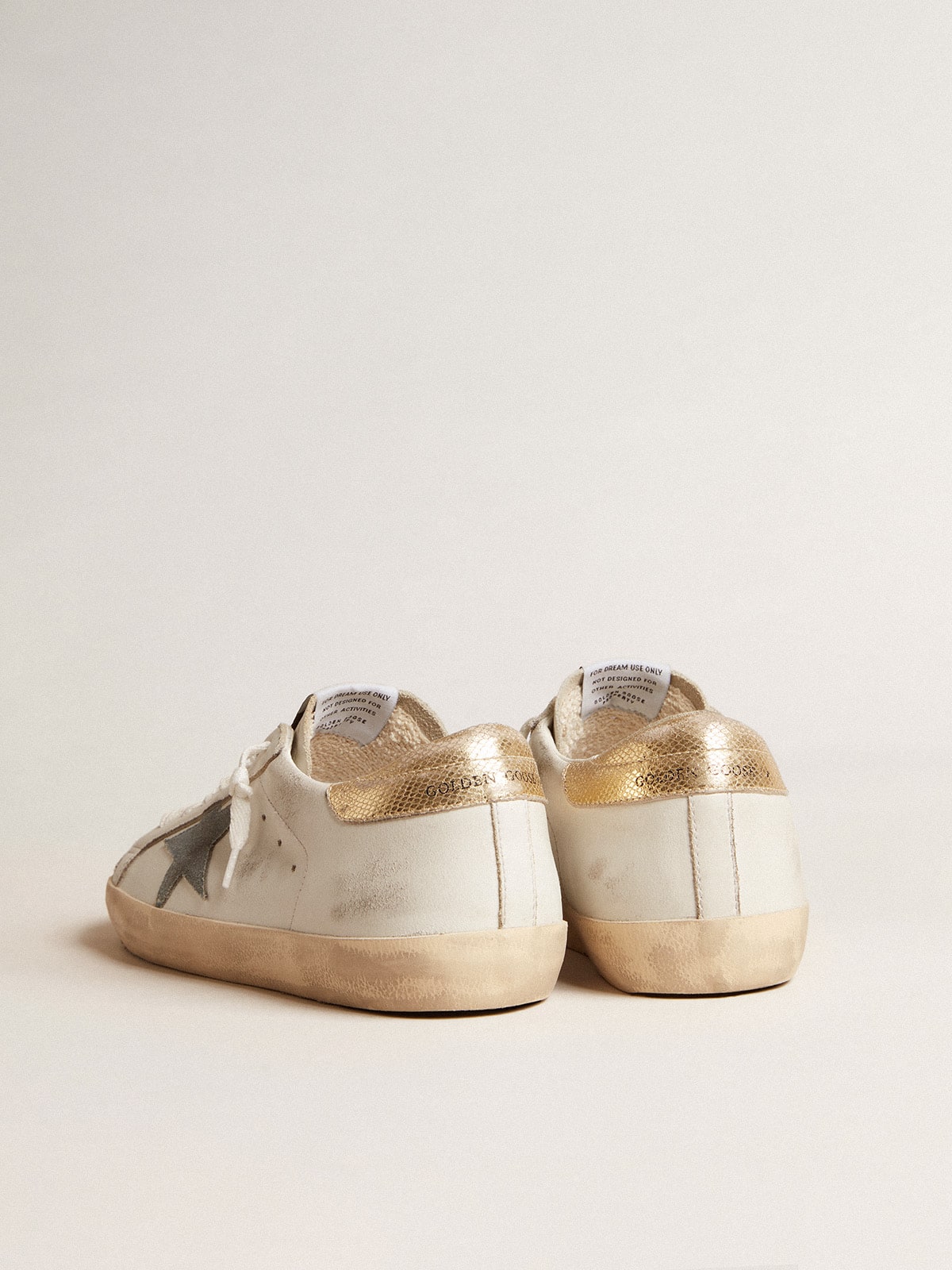 Golden Goose Men’s Super-Star With Suede Star And Platinum Snake-Print Leather Heel Tab - Sneaker Türkiye