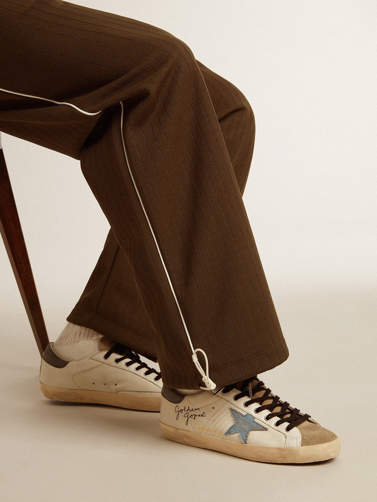 Golden Goose Super-Star In Nappa Leather With Light Blue Suede Star And Gray Leather Heel Tab - Sneaker Türkiye