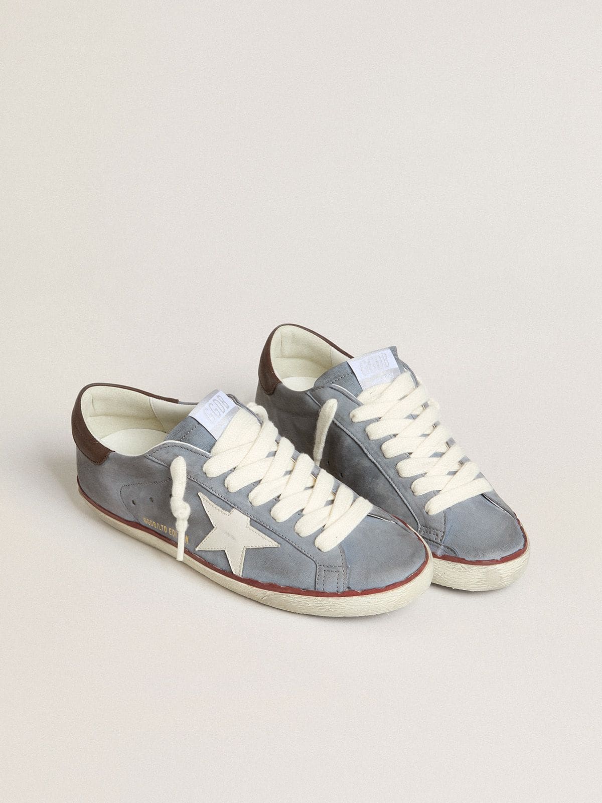 Golden Goose Super-Star Ltd In Light Blue Nubuck Leather With White Leather Star And Brown Leather Heel Tab - Sneaker Türkiye