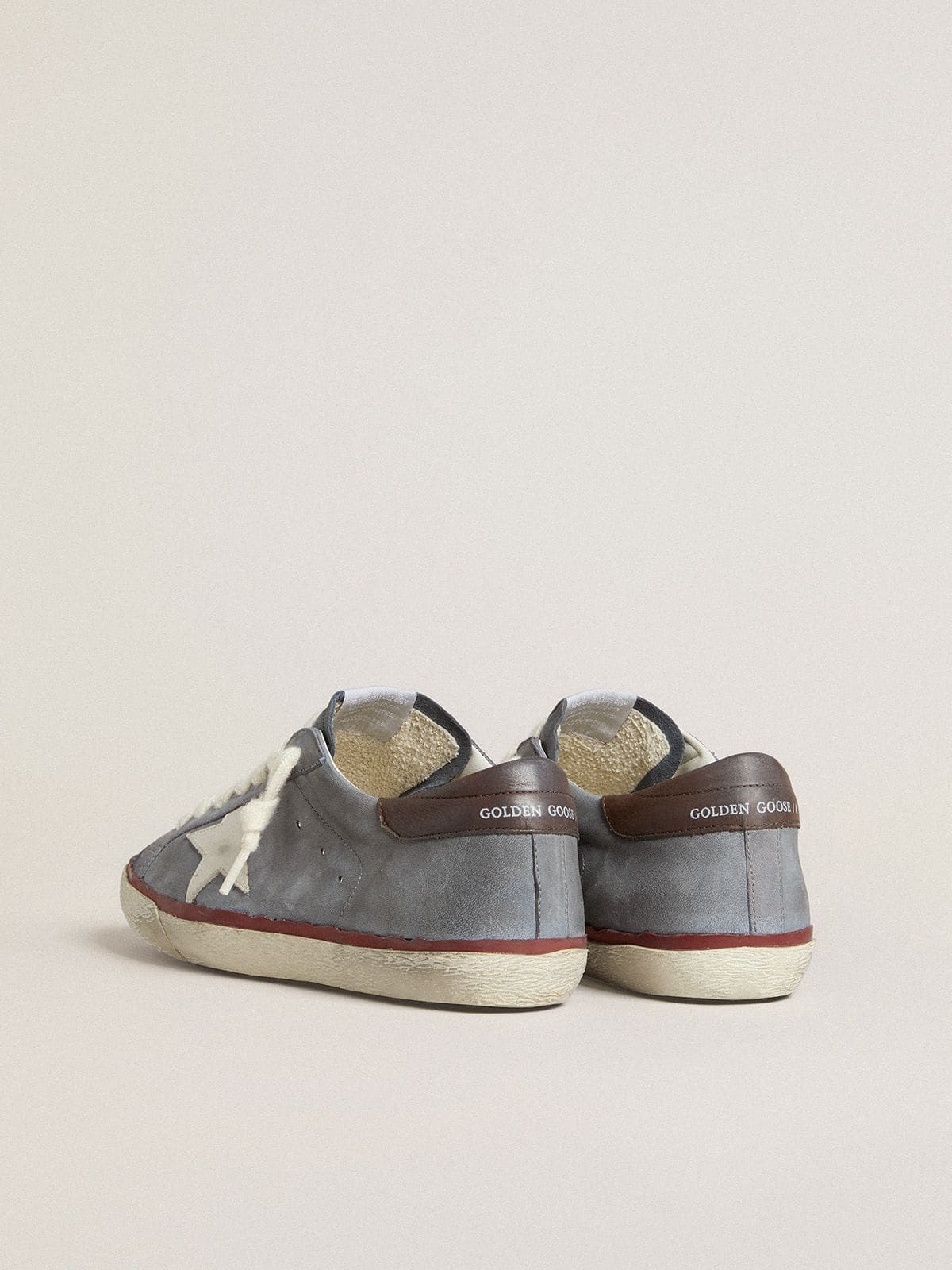 Golden Goose Super-Star Ltd In Light Blue Nubuck Leather With White Leather Star And Brown Leather Heel Tab - Sneaker Türkiye