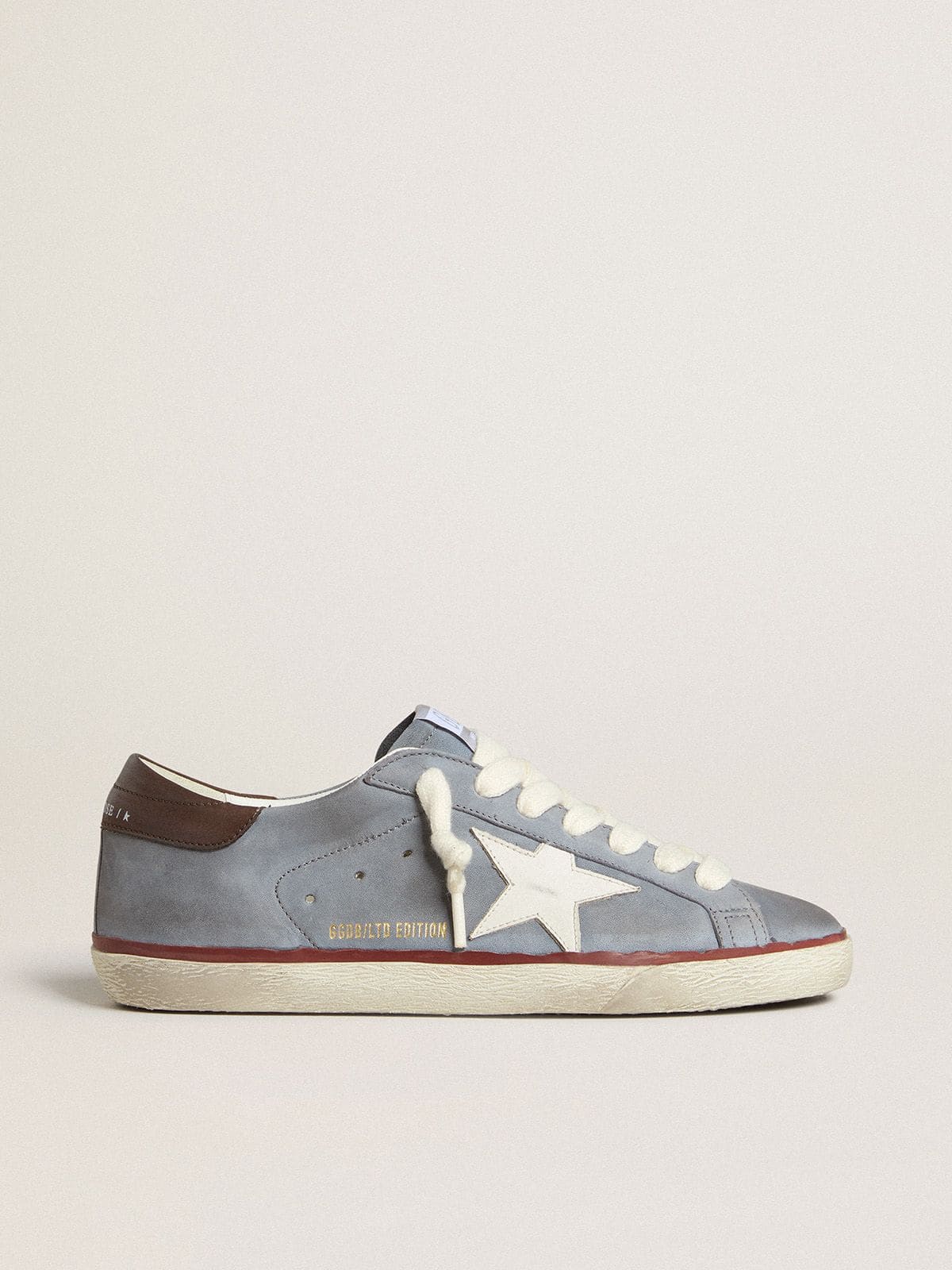 Golden Goose Super-Star Ltd In Light Blue Nubuck Leather With White Leather Star And Brown Leather Heel Tab - Sneaker Türkiye