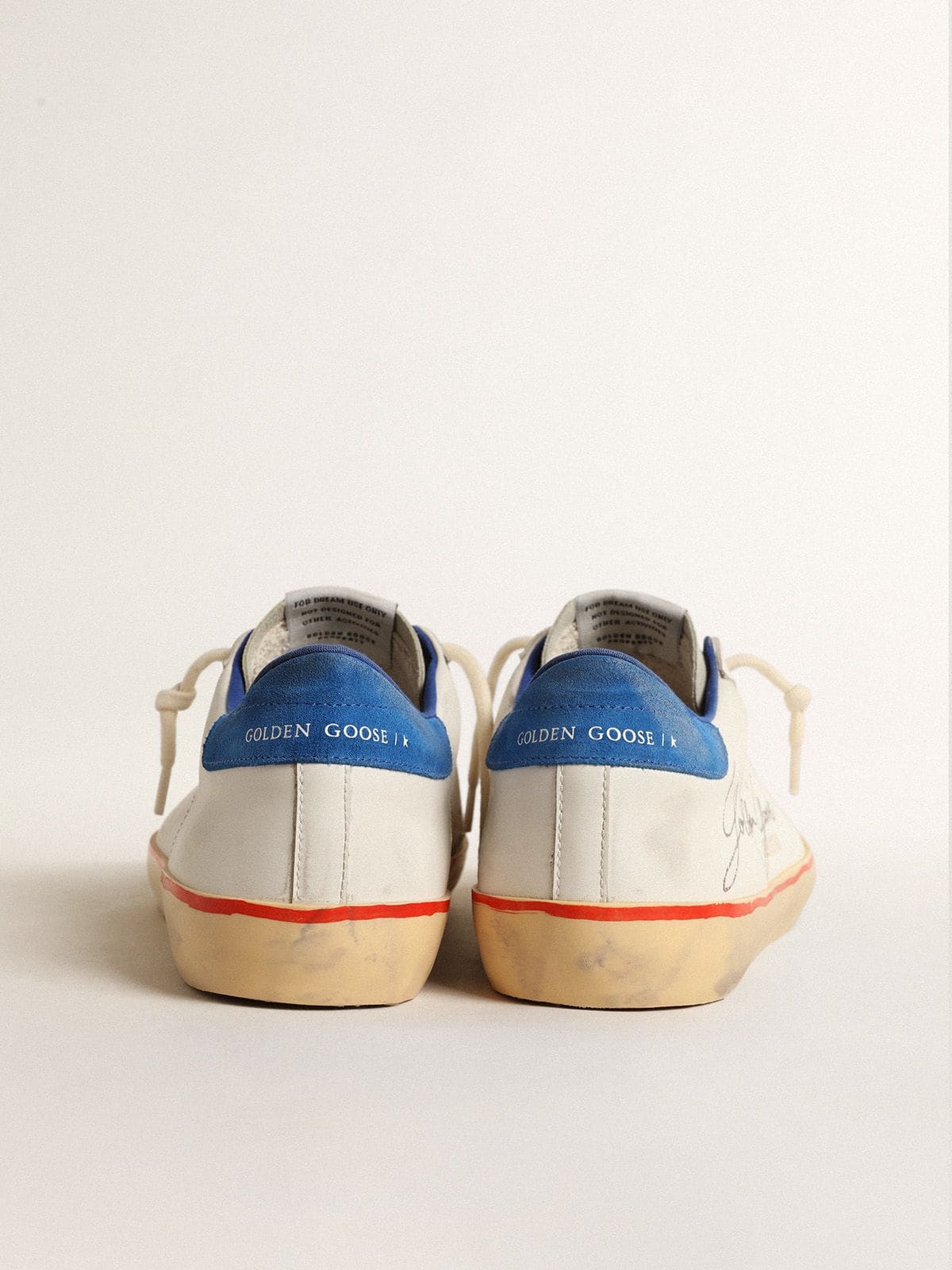 Golden Goose Men’s Super-Star With Perforated Star And Blue Suede Heel Tab - Sneaker Türkiye