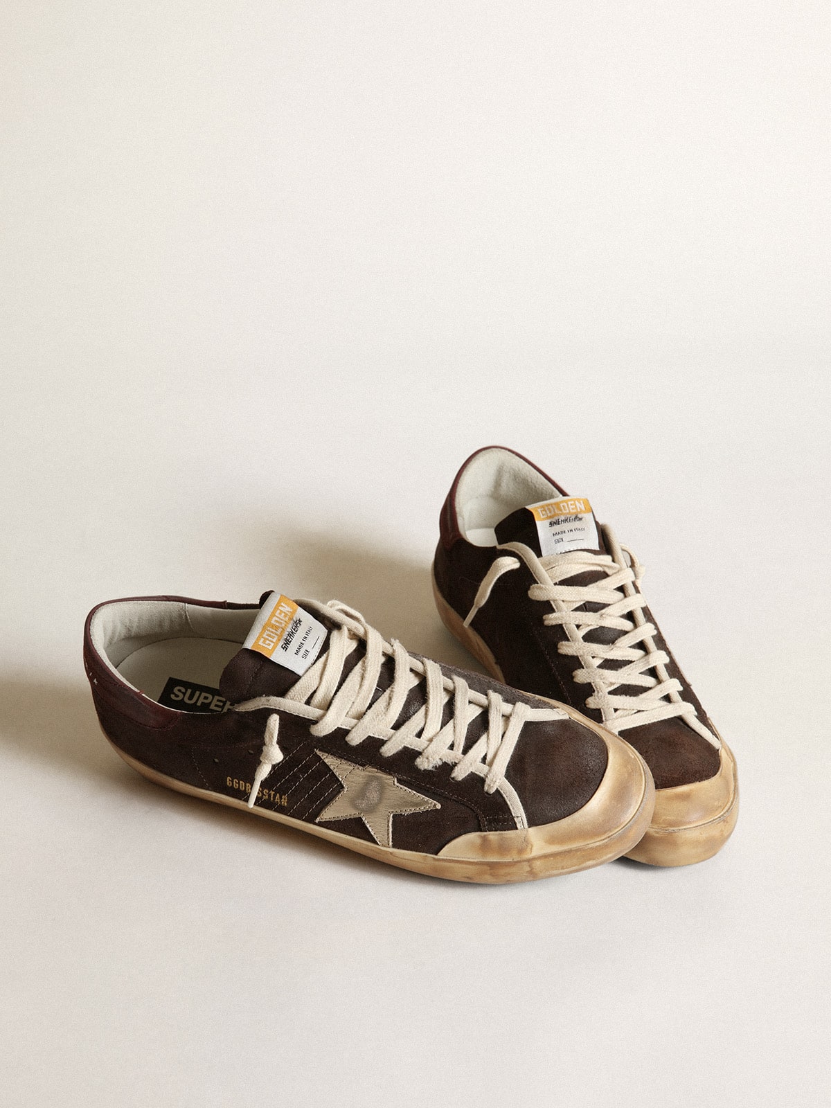 Golden Goose Men’s Super-Star Penstar In Brown Suede With A Platinum Star - Sneaker Türkiye
