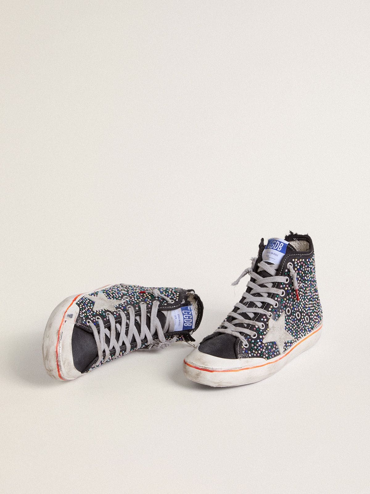 Golden Goose Men’s Francy Penstar Lab In Black Canvas With Multicolor Rhinestones - Sneaker Türkiye