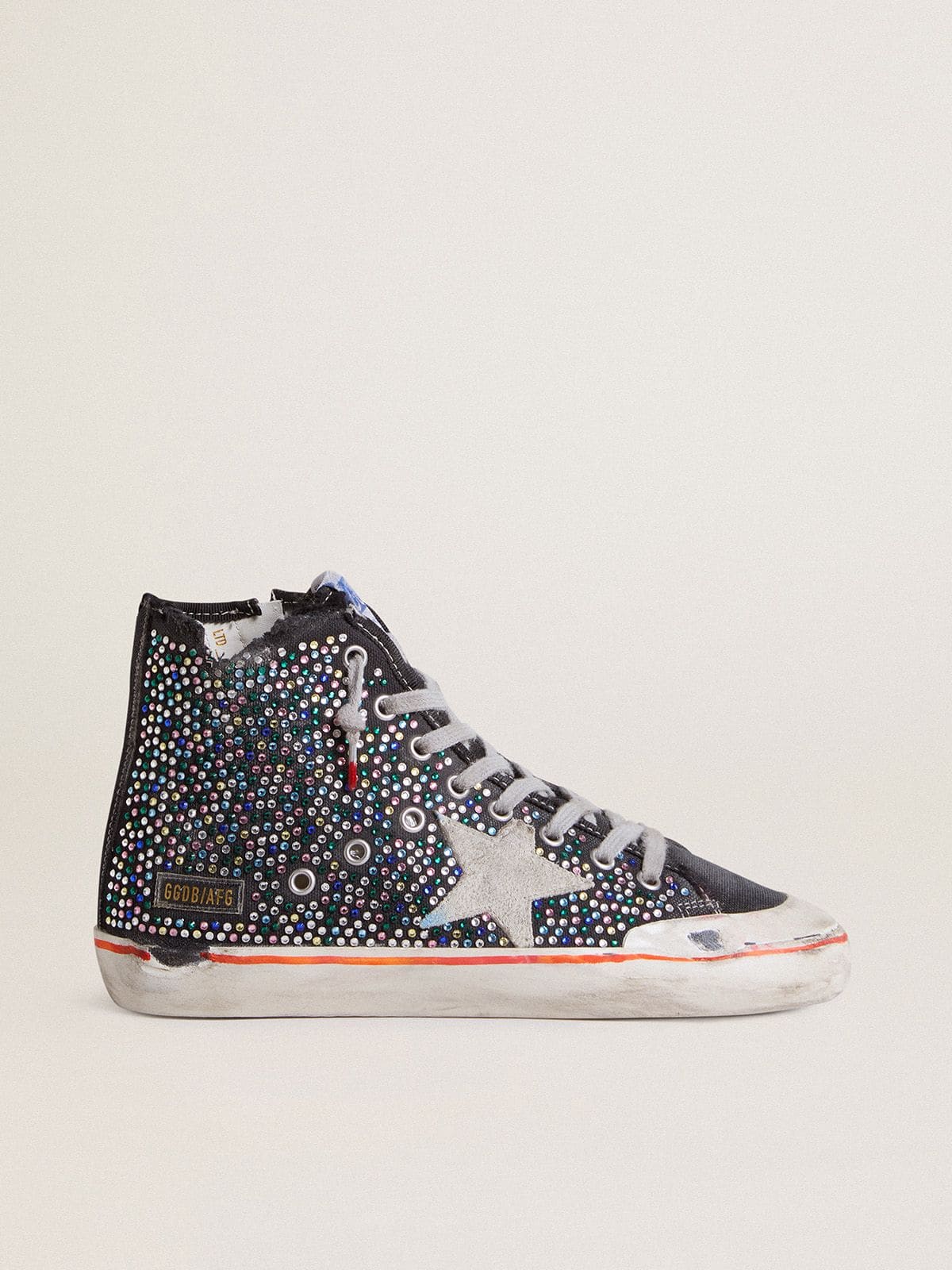 Golden Goose Men’s Francy Penstar Lab In Black Canvas With Multicolor Rhinestones - Sneaker Türkiye