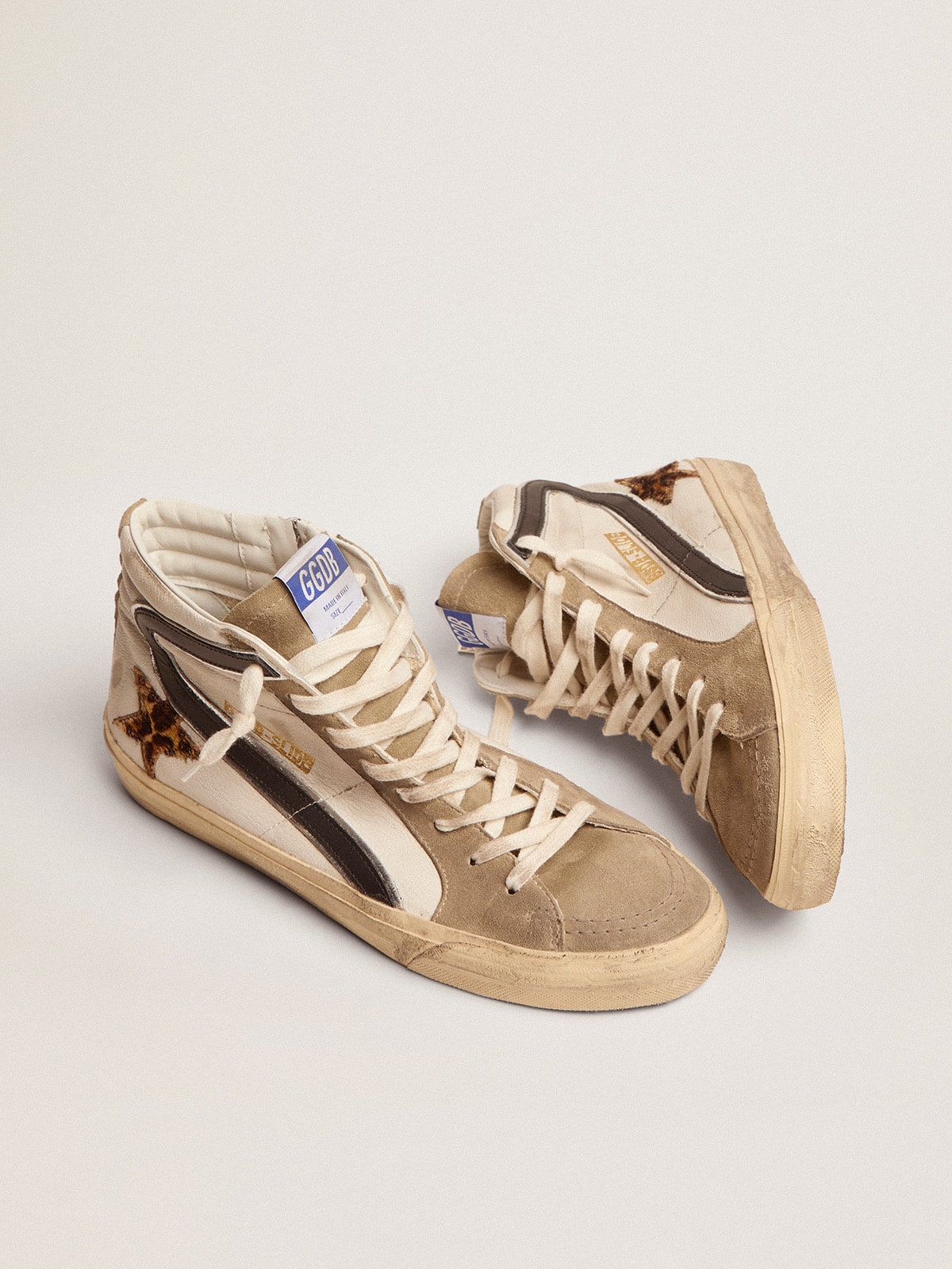 Golden Goose Men’s Slide With Leopard Print Pony Skin Star And Black Flash - Sneaker Türkiye