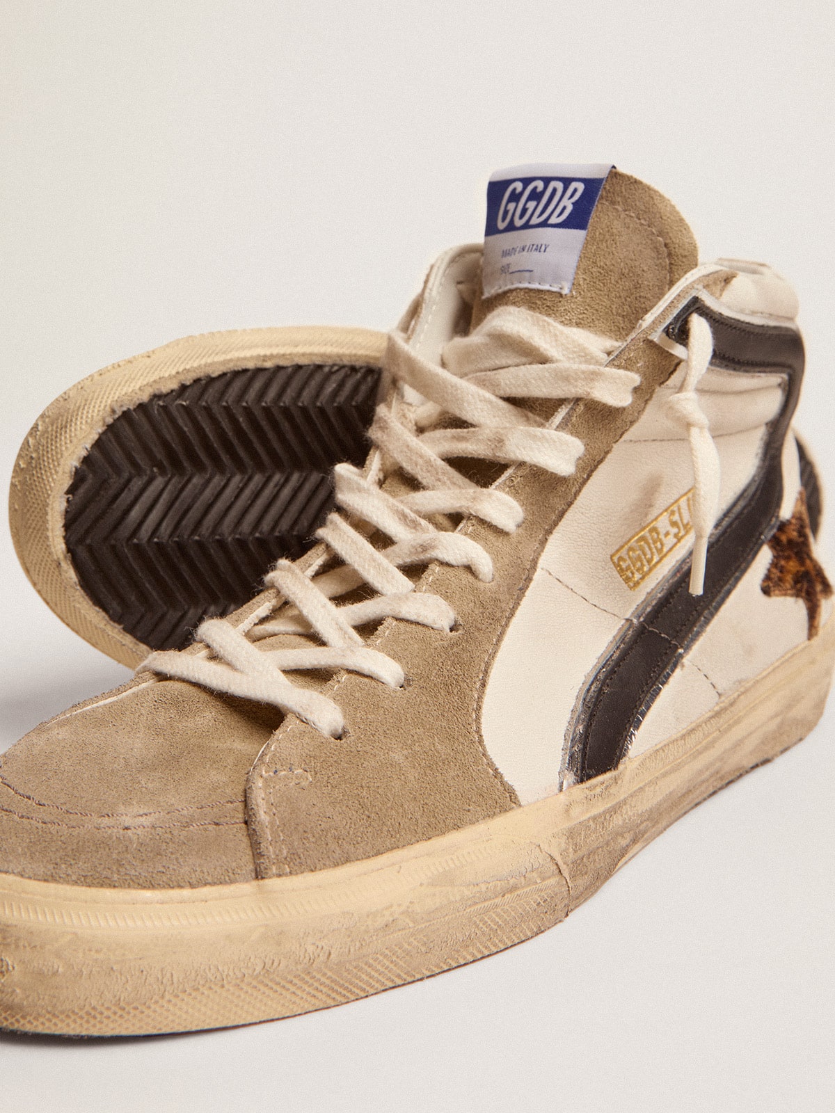 Golden Goose Men’s Slide With Leopard Print Pony Skin Star And Black Flash - Sneaker Türkiye