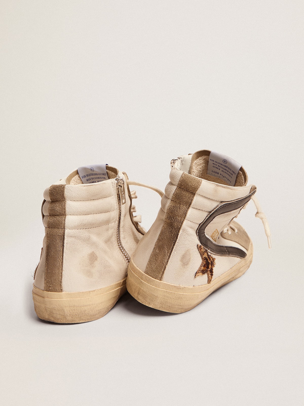 Golden Goose Men’s Slide With Leopard Print Pony Skin Star And Black Flash - Sneaker Türkiye