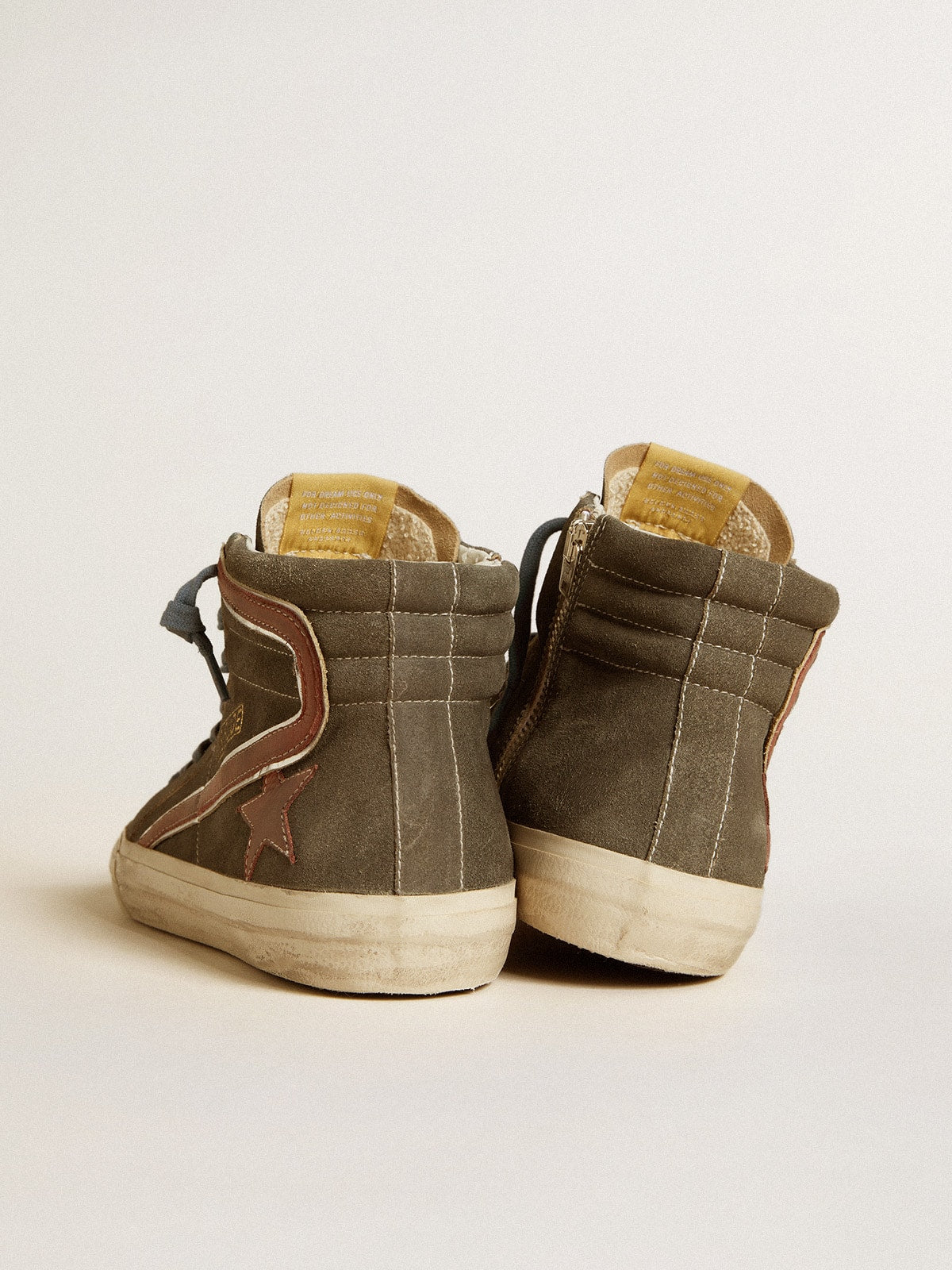 Golden Goose Men’s Slide In Gray Suede With Brown Nubuck Star And Flash - Sneaker Türkiye