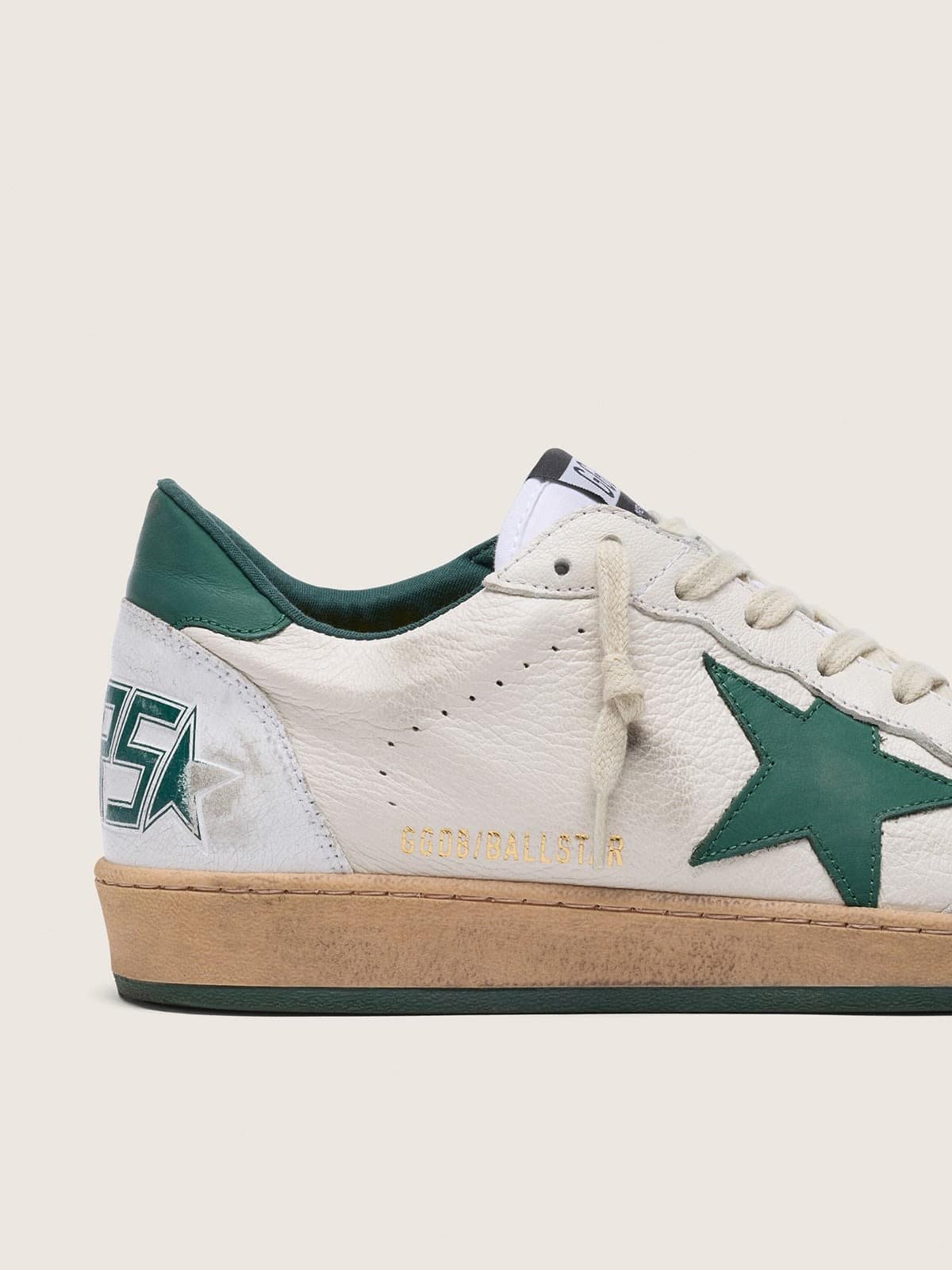 Golden Goose Men’s Ball Star In White Nappa Leather With Green Leather Star And Heel Tab - Sneaker Türkiye