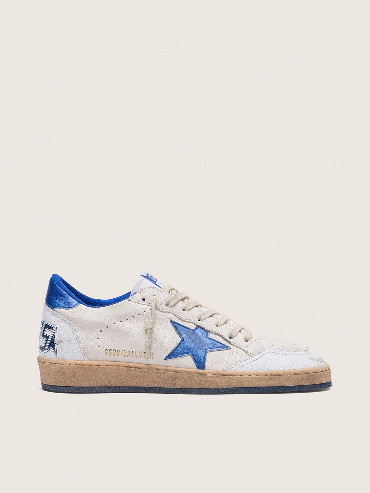 Golden Goose Men’s Ball Star In White Nappa With Blue Star And Heel Tab - Sneaker Türkiye