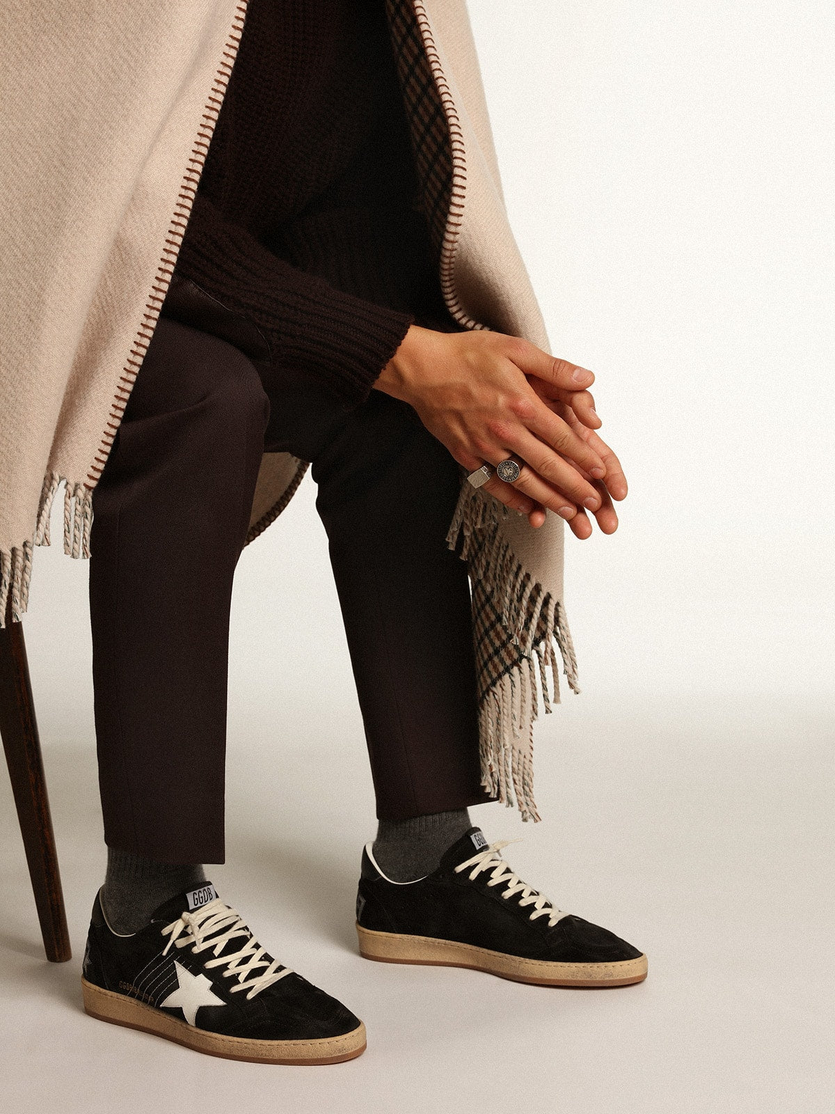 Golden Goose Men’s Ball Star In Black Suede With White Leather Star - Sneaker Türkiye