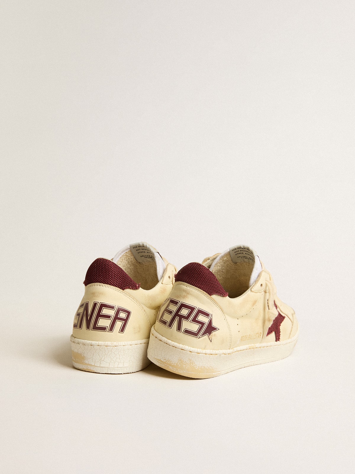 Golden Goose Men’s Ball Star In Beige Nappa With Burgundy Mesh Star And Heel Tab - Sneaker Türkiye