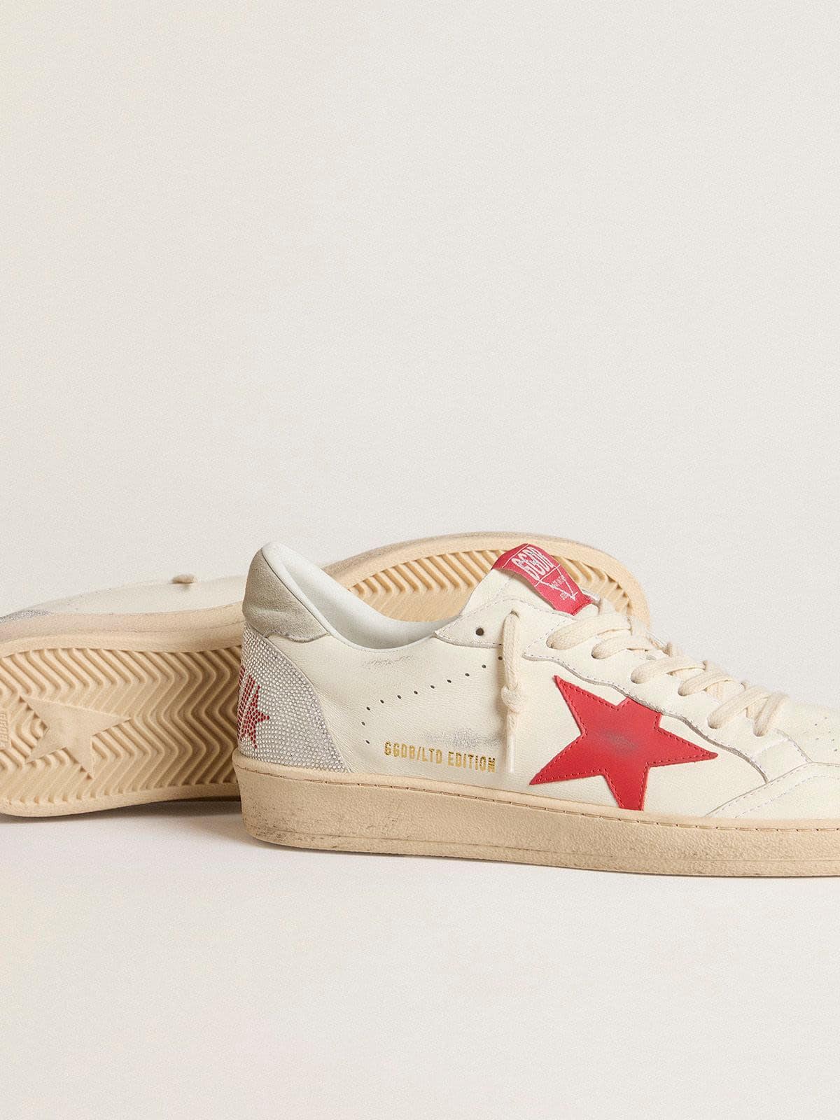 Golden Goose Valentine’s Day Men’s Ball Star With Red Leather Star And Red Swarovski Lettering - Sneaker Türkiye