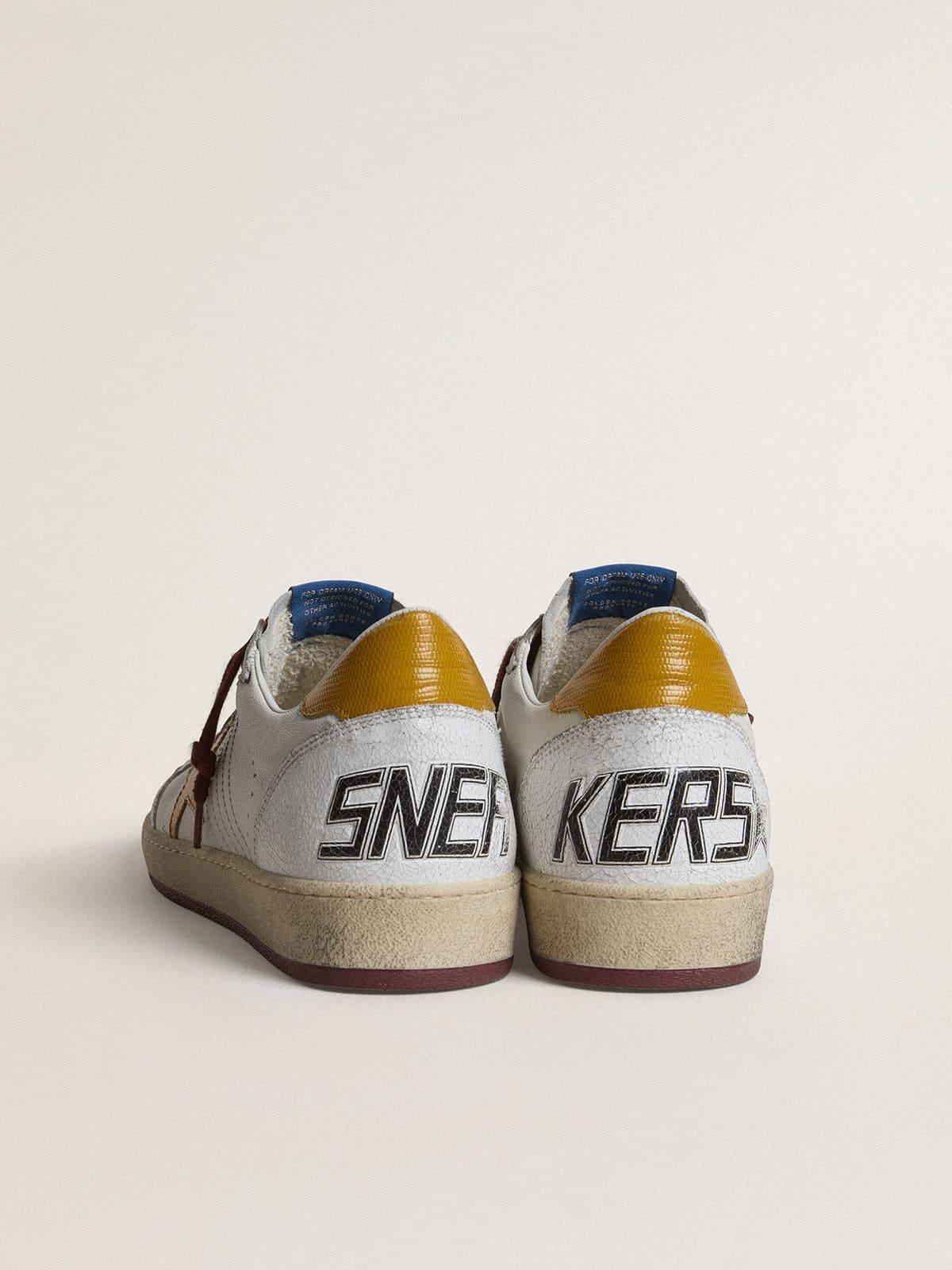 Golden Goose Men’s Ball Star In White Nappa Leather With Yellow Animal-Print Leather Star And Heel Tab - Sneaker Türkiye