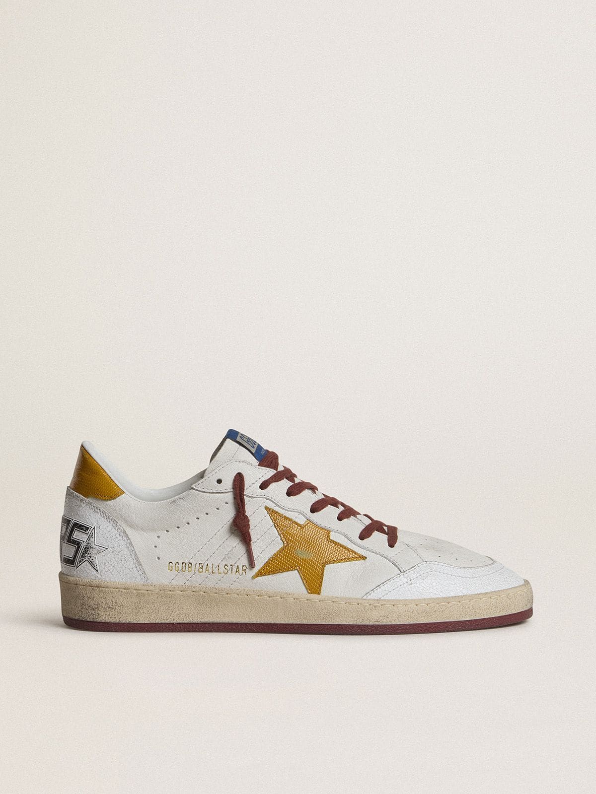 Golden Goose Men’s Ball Star In White Nappa Leather With Yellow Animal-Print Leather Star And Heel Tab - Sneaker Türkiye