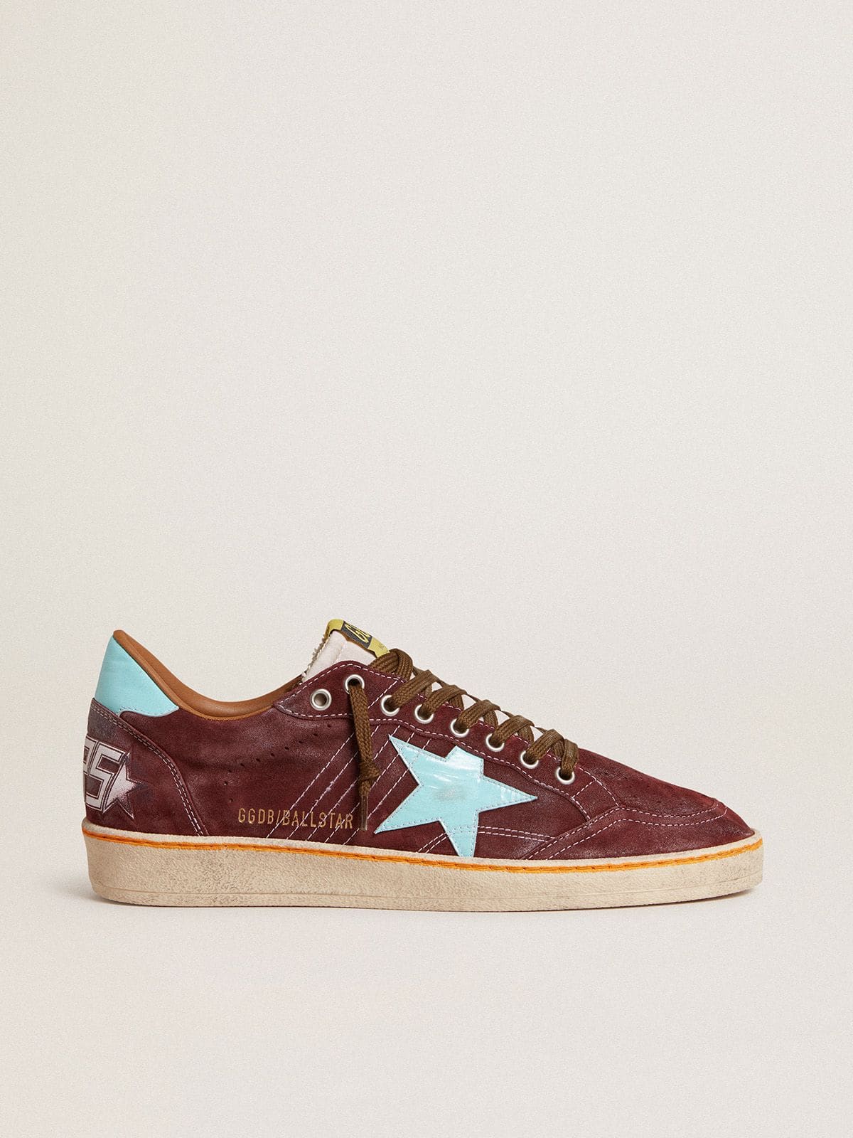 Golden Goose Men’s Ball Star In Dark Red Suede With Light Blue Star And Heel Tab - Sneaker Türkiye