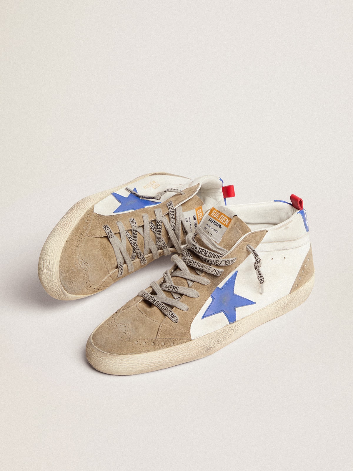 Golden Goose Men’s Mid Star With Blue Leather Star And Dove-Gray Suede Inserts - Sneaker Türkiye