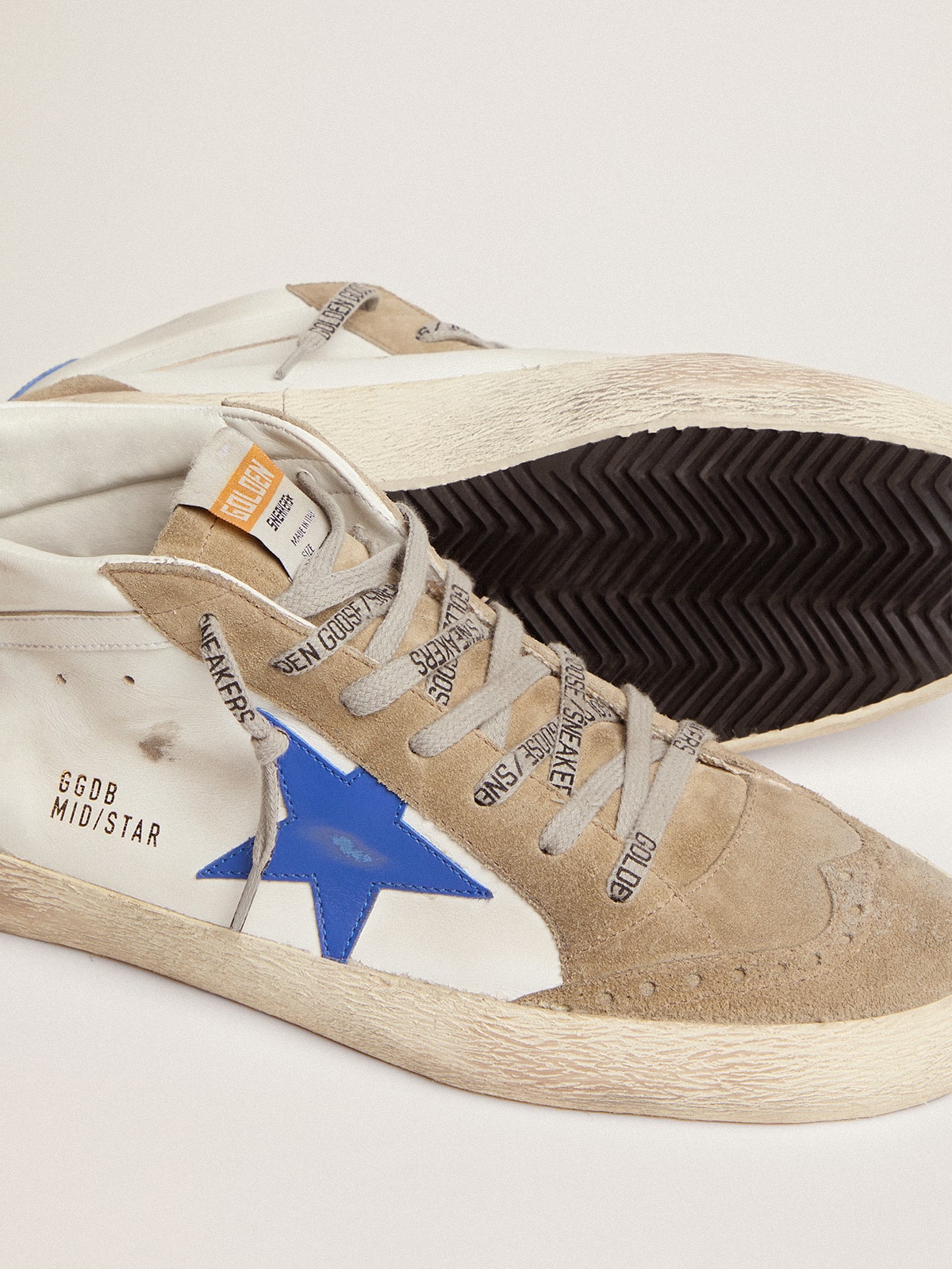 Golden Goose Men’s Mid Star With Blue Leather Star And Dove-Gray Suede Inserts - Sneaker Türkiye