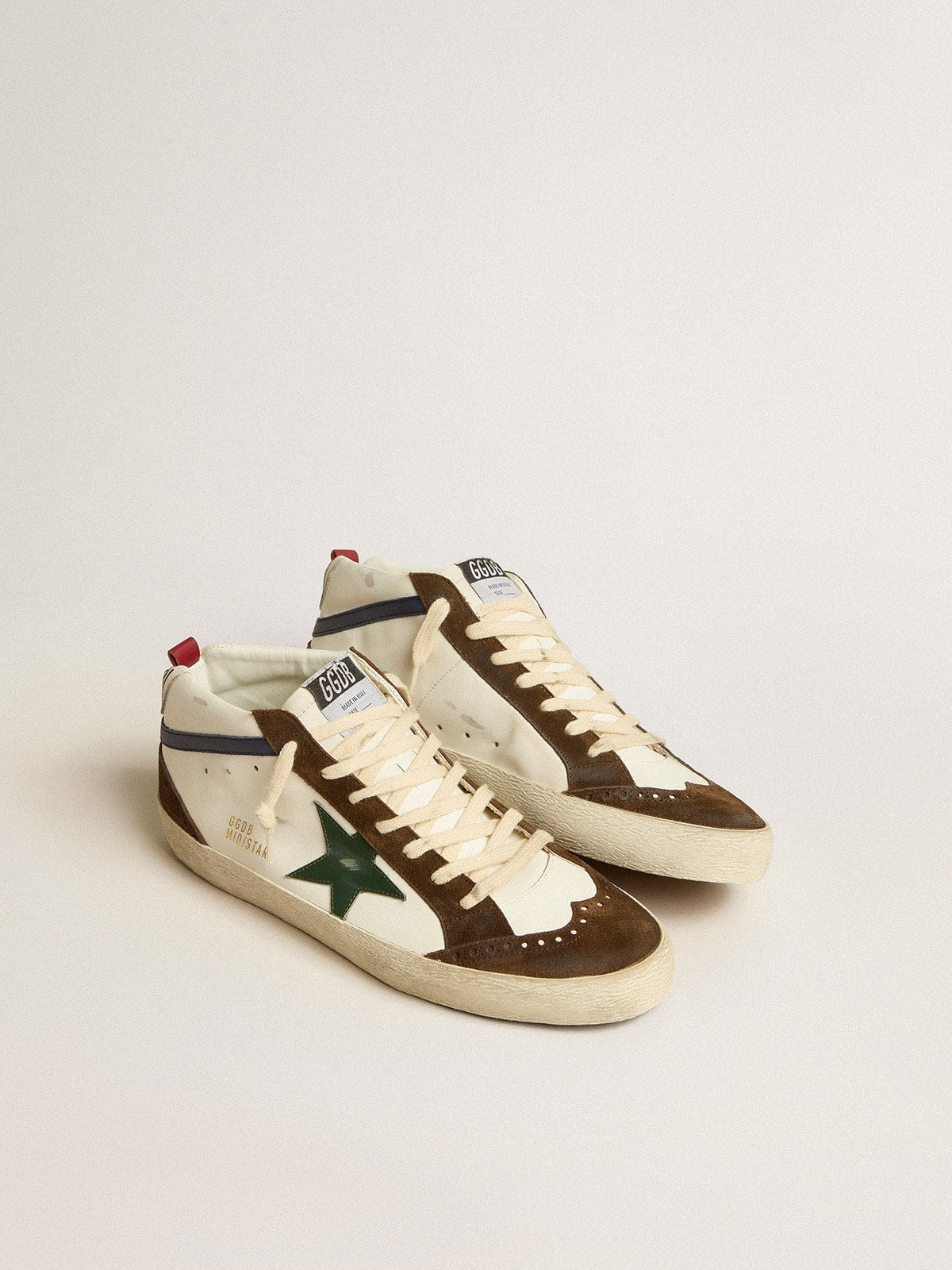 Golden Goose Mid Star With Green Leather Star And Blue Leather Flash - Sneaker Türkiye