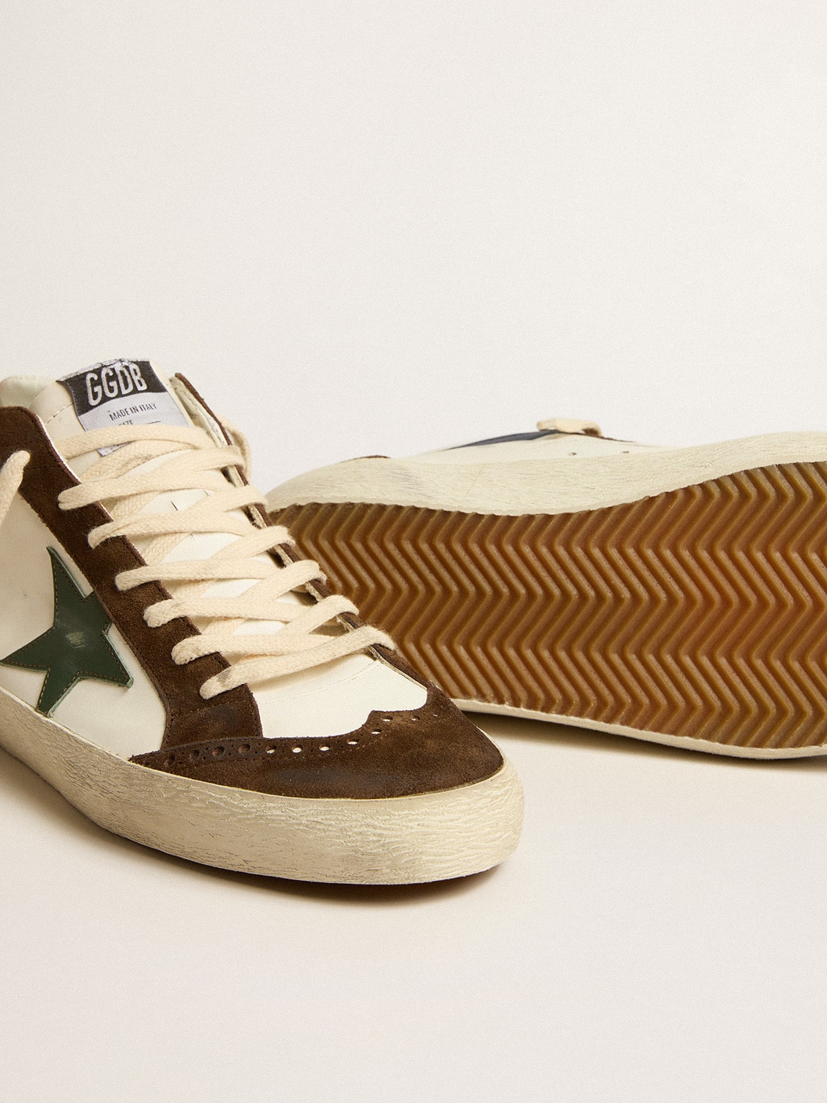 Golden Goose Mid Star With Green Leather Star And Blue Leather Flash - Sneaker Türkiye