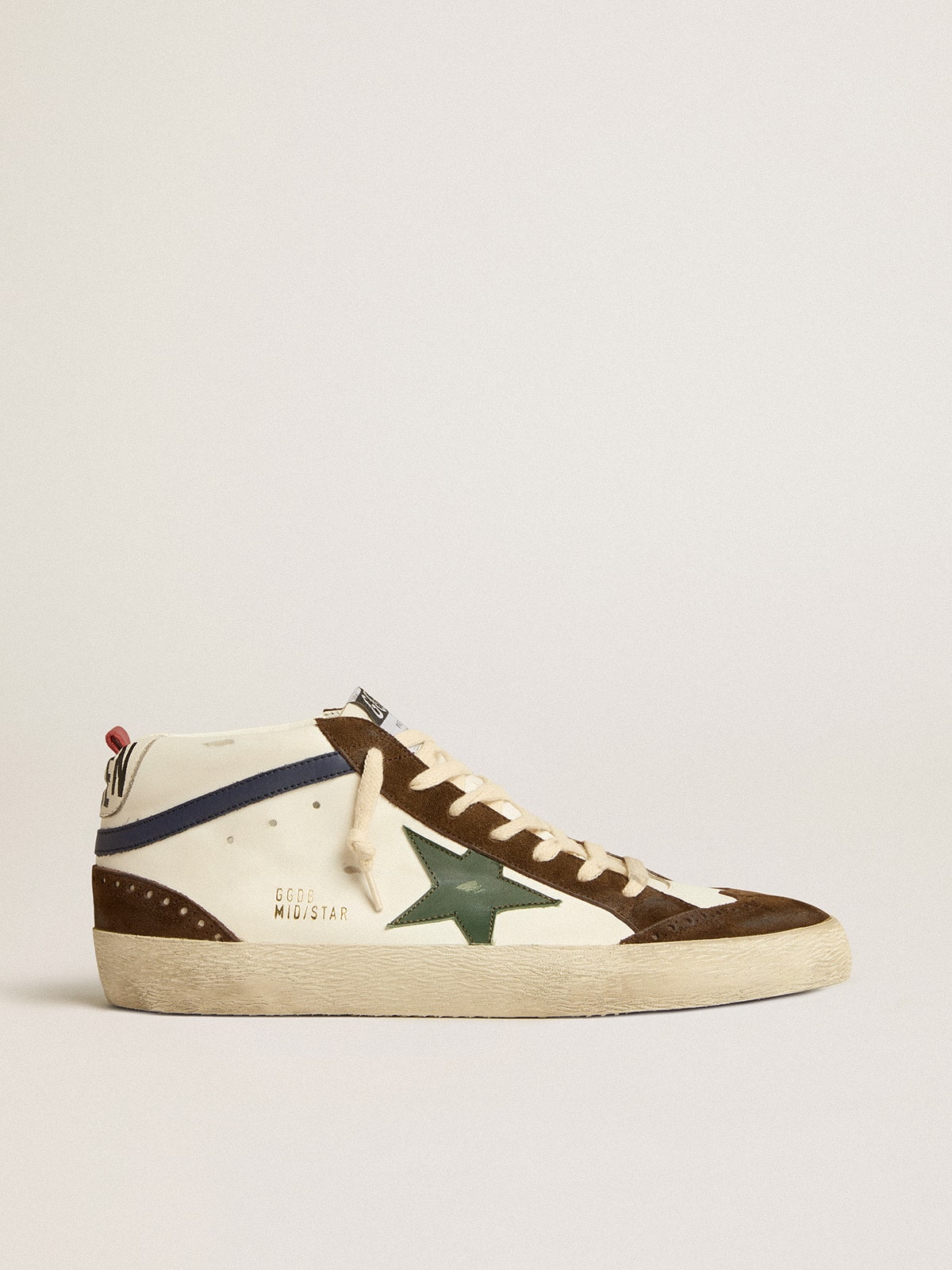 Golden Goose Mid Star With Green Leather Star And Blue Leather Flash - Sneaker Türkiye