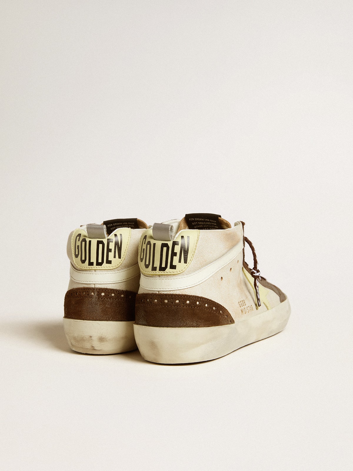 Golden Goose Men’s Mid Star In Beige Glitter With Yellow Suede Star And Cotton Flash - Sneaker Türkiye