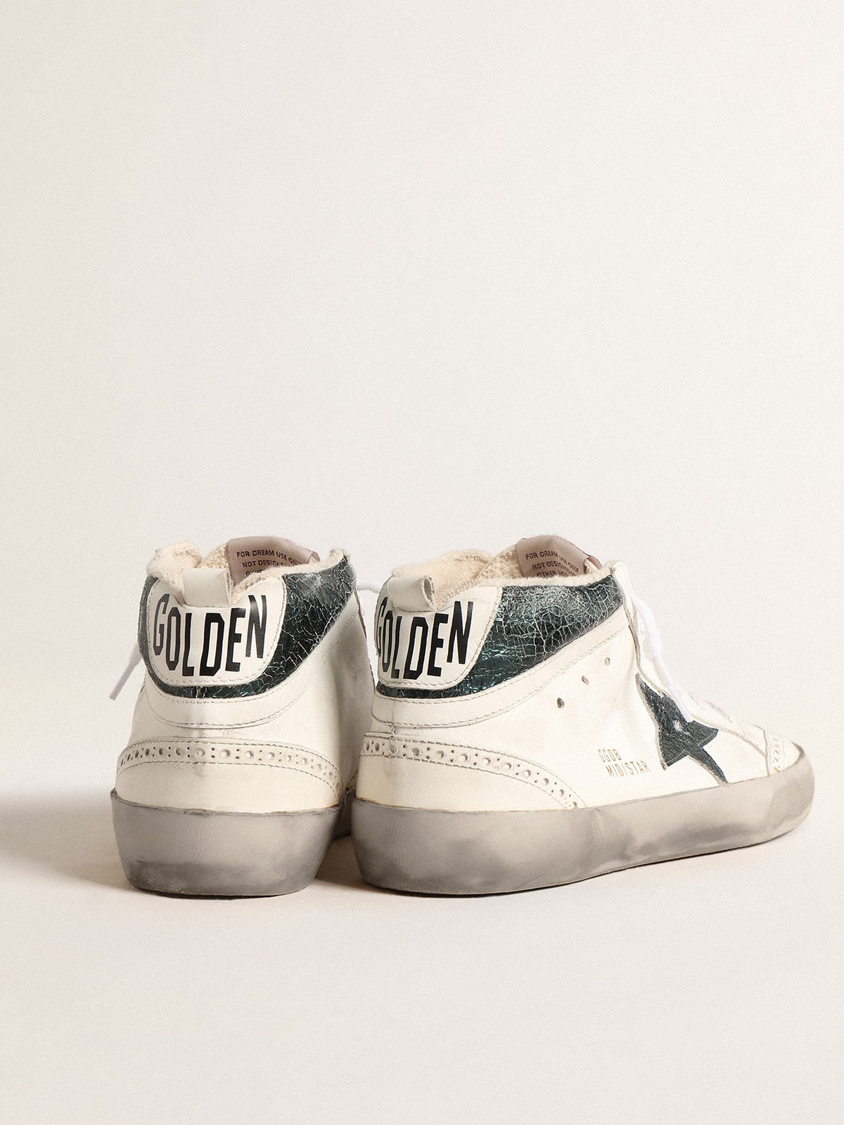 Golden Goose Mid Star With Green Metallic Leather Star And White Flash - Sneaker Türkiye