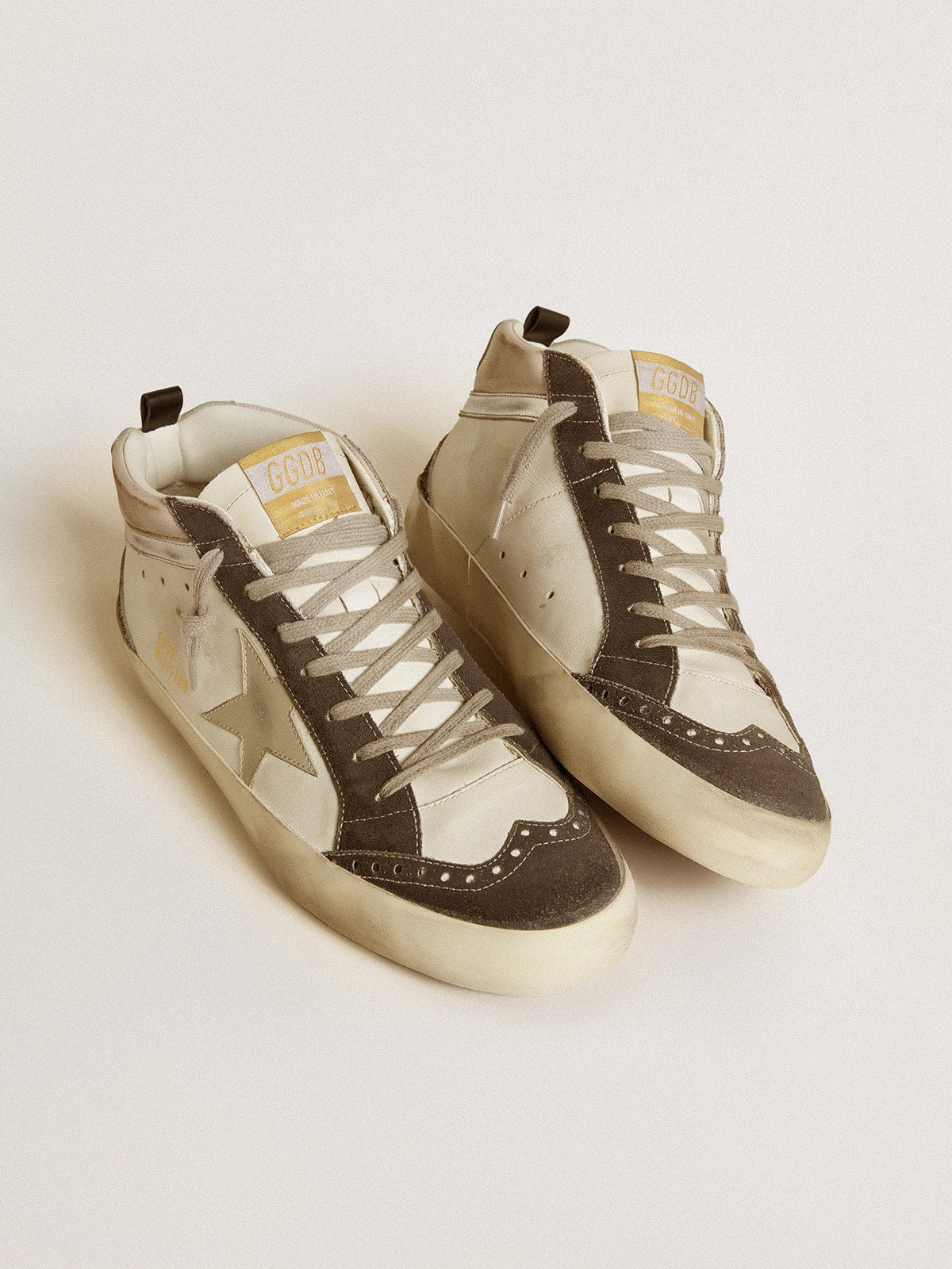 Golden Goose Mid Star With Gray Leather Star And Metallic Silver Leather Flash - Sneaker Türkiye