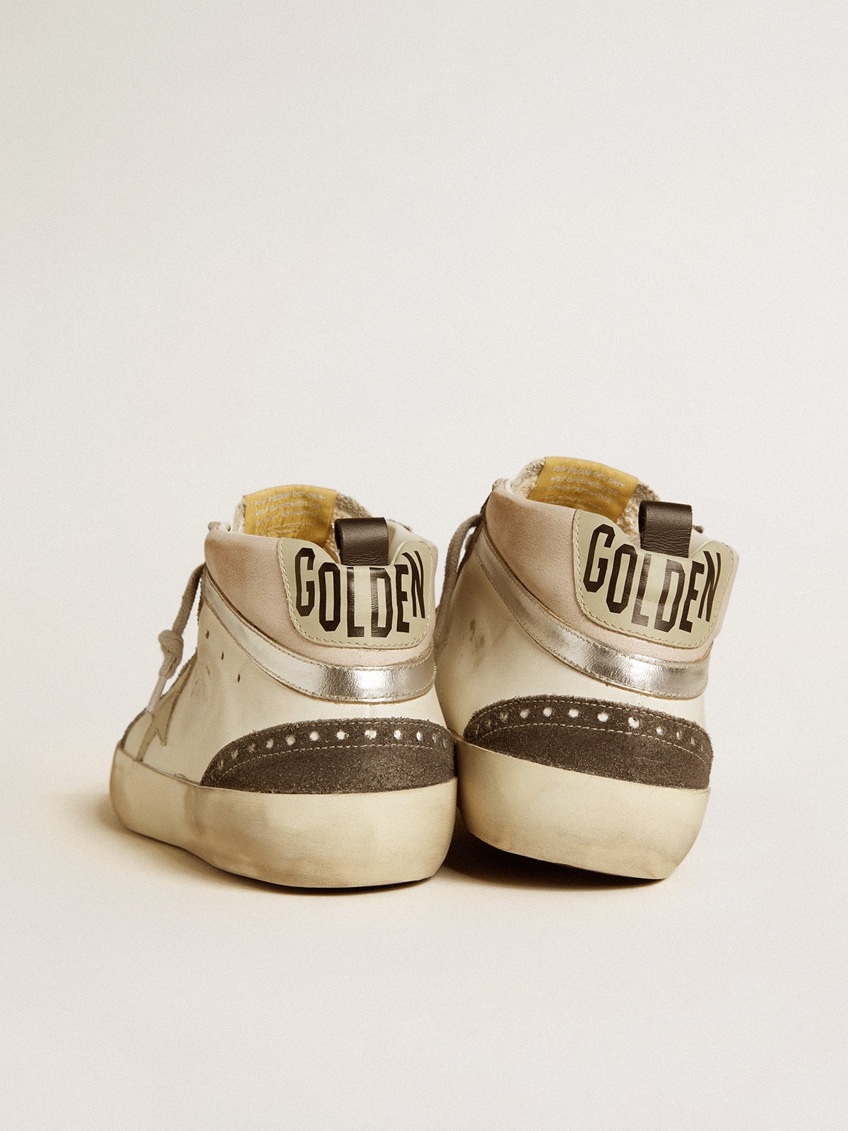 Golden Goose Mid Star With Gray Leather Star And Metallic Silver Leather Flash - Sneaker Türkiye