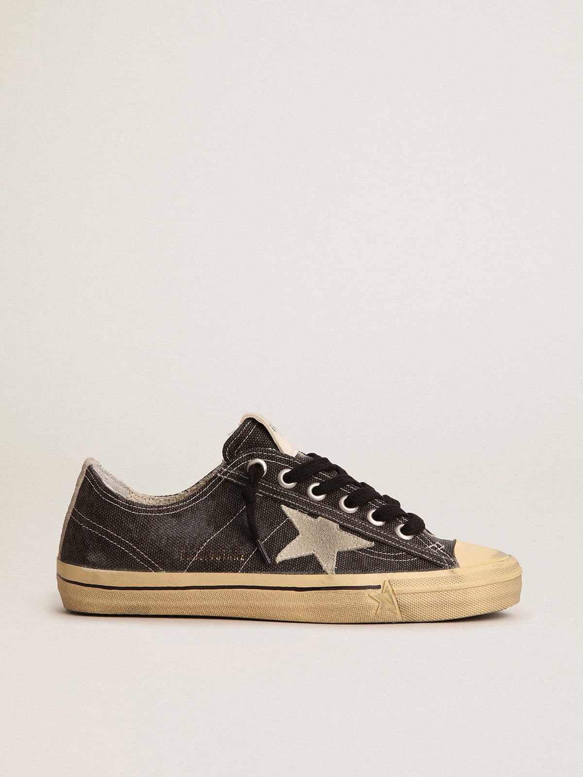 Golden Goose Men’s V-Star In Black Canvas With Ice-Gray Star And Heel - Sneaker Türkiye