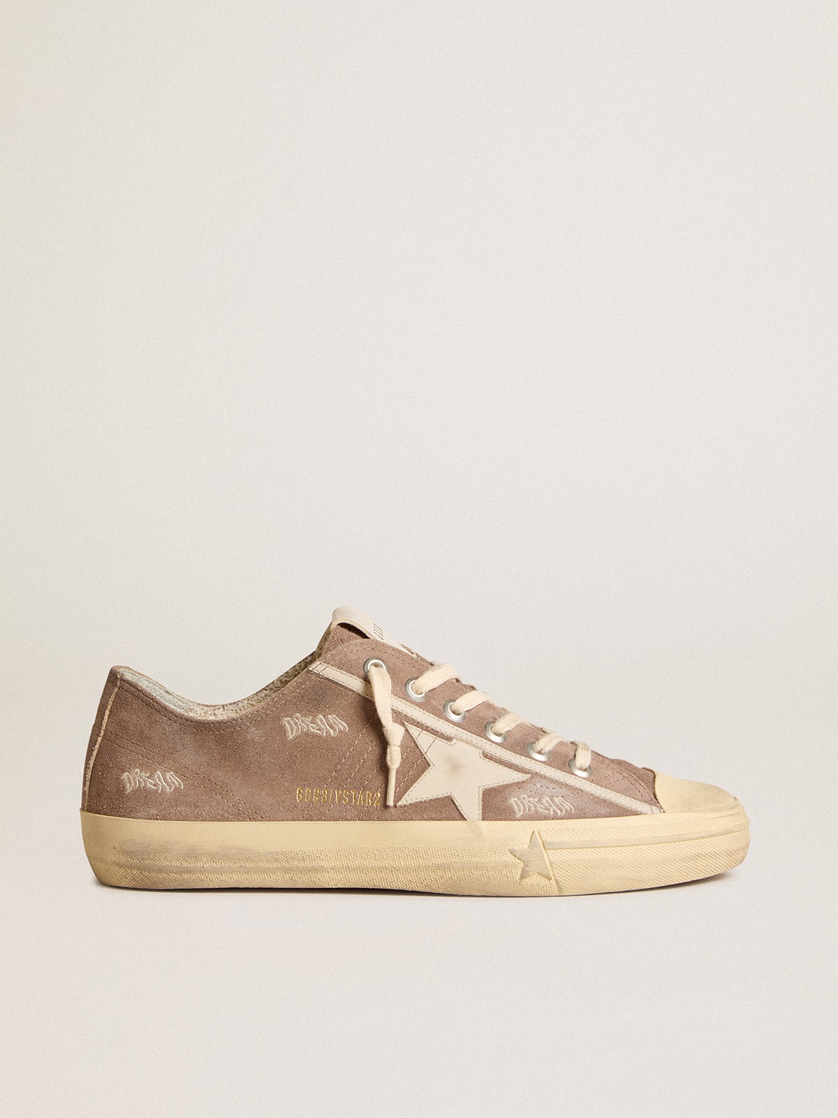 Golden Goose Men’s V-Star In Dove-Gray Suede With Light Gray Leather Star - Sneaker Türkiye