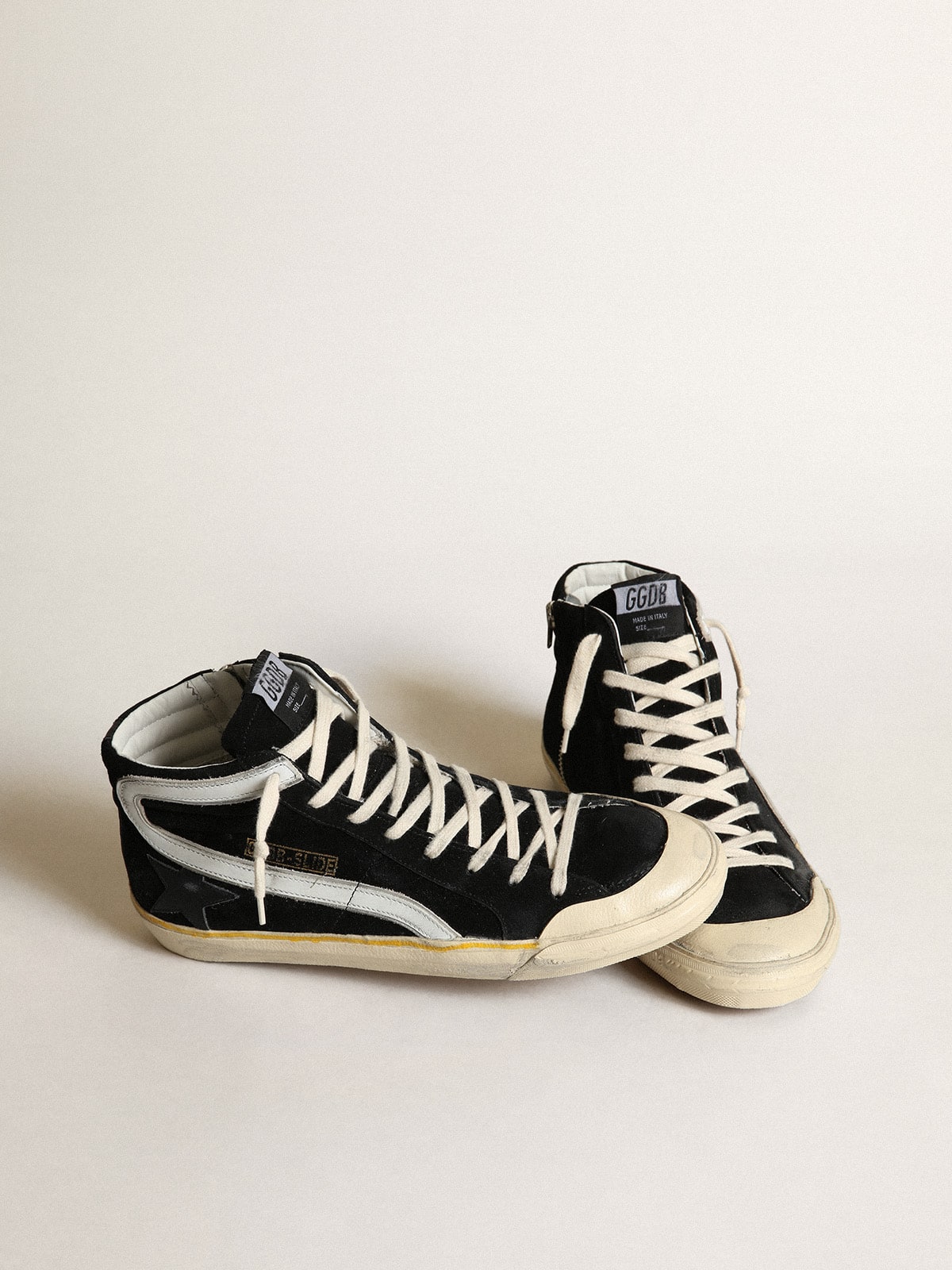 Golden Goose Men’s Slide Penstar In Black Suede With Black Star And White Flash - Sneaker Türkiye