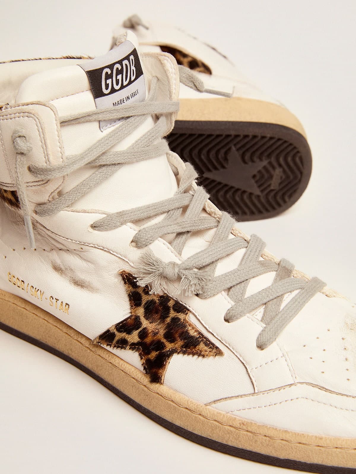 Golden Goose Sky-Star Sneakers With Signature On The Ankle And Leopard-Print Pony Skin Inserts - Sneaker Türkiye
