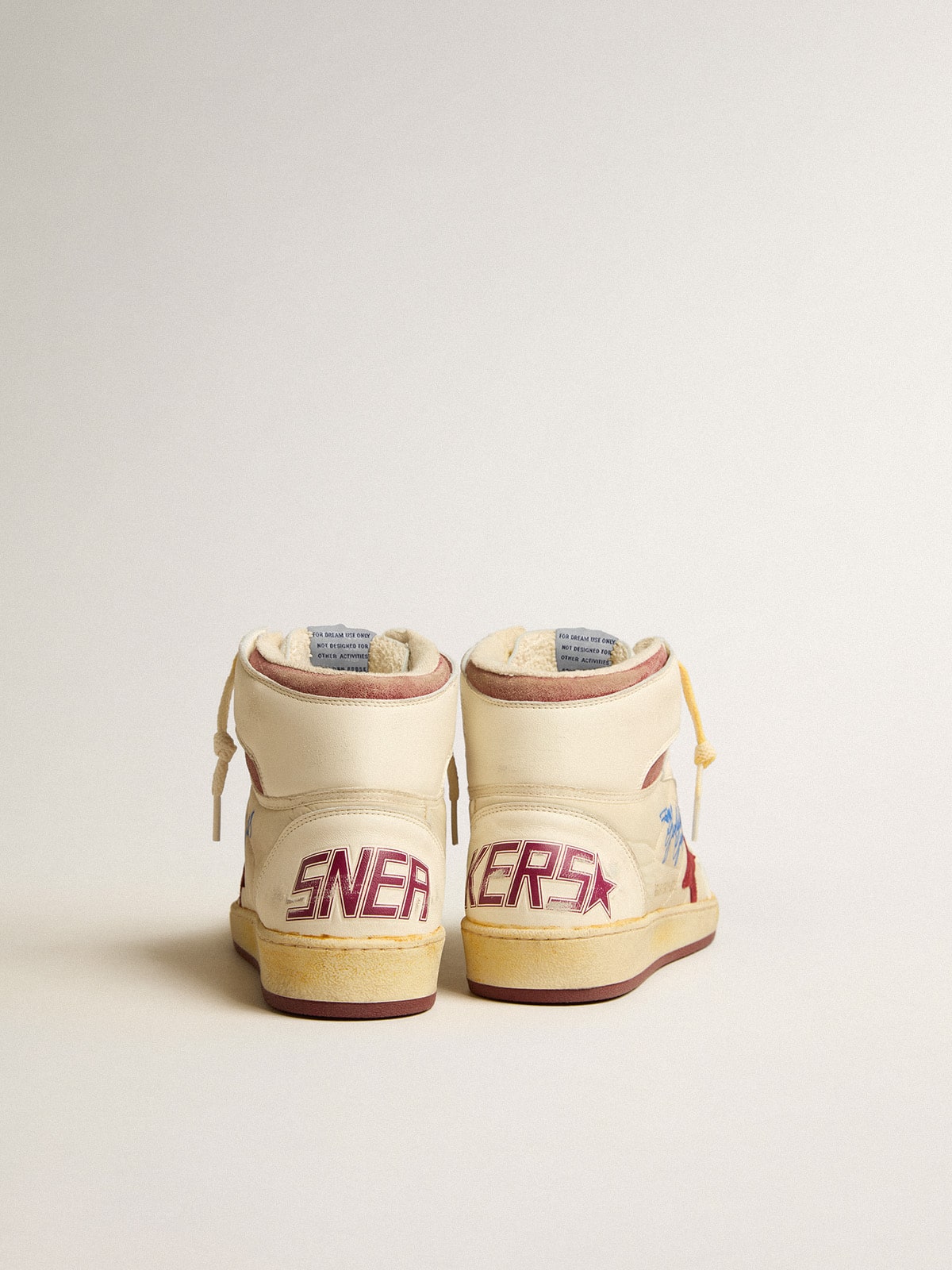 Golden Goose Sky-Star In Beige Nylon And Nappa With Pomegranate Suede Star - Sneaker Türkiye