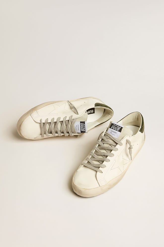 Golden Goose Men’s Bio-Based Super-Star With Perforated Star And Green Heel Tab - Sneaker Türkiye