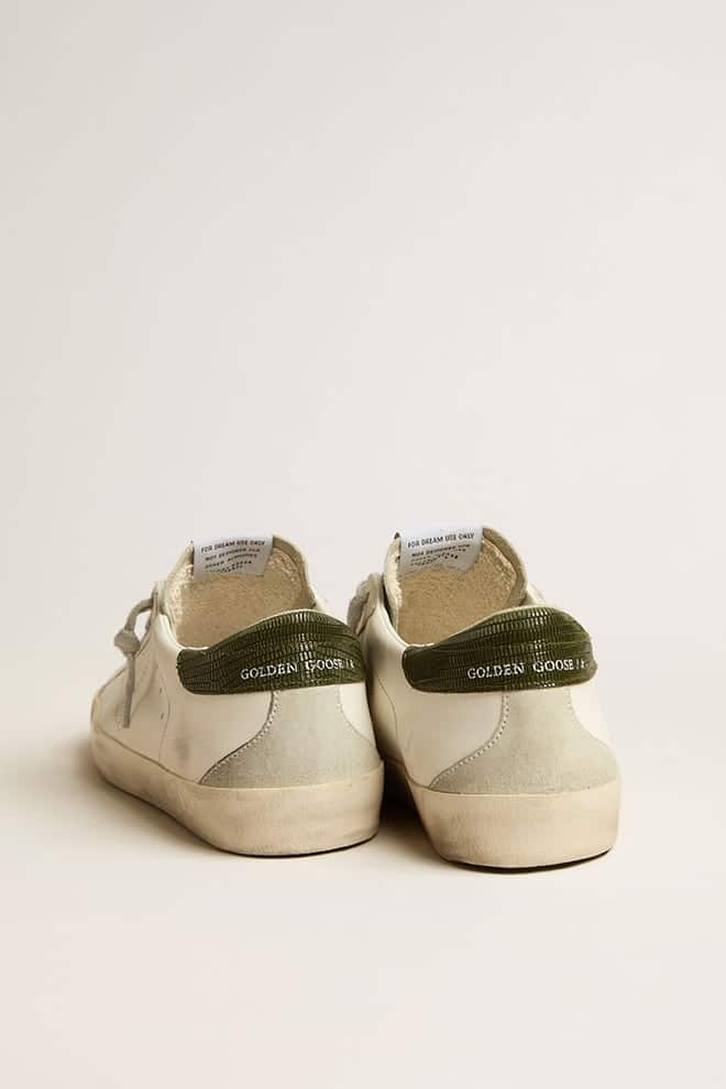 Golden Goose Men’s Bio-Based Super-Star With Perforated Star And Green Heel Tab - Sneaker Türkiye