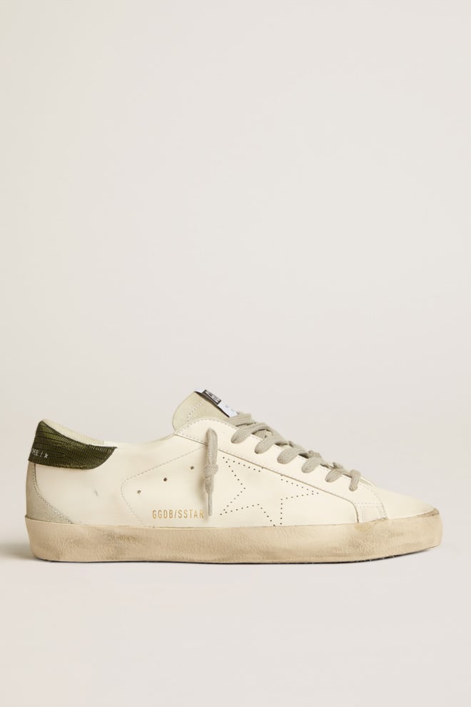 Golden Goose Men’s Bio-Based Super-Star With Perforated Star And Green Heel Tab - Sneaker Türkiye