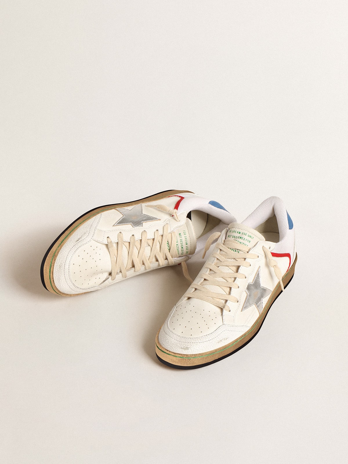 Golden Goose Ball Star In Nappa And Mesh With Silver Metallic Leather Star - Sneaker Türkiye
