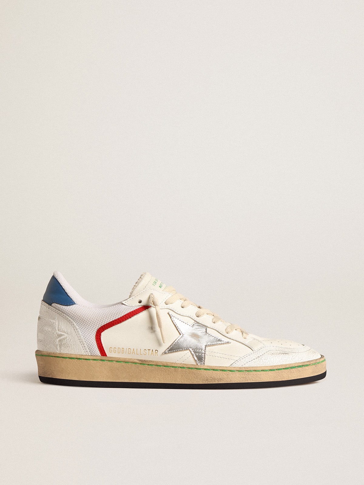Golden Goose Ball Star In Nappa And Mesh With Silver Metallic Leather Star - Sneaker Türkiye
