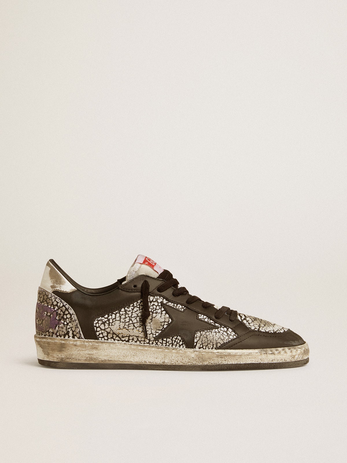 Golden Goose Men’s Ball Star In Elephant-Print Leather With Black Leather Star - Sneaker Türkiye