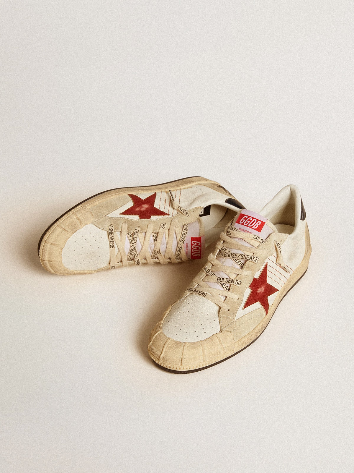 Golden Goose Men’s Ball Star LTD In Nappa Leather With Red Leather Star And Leather Heel Tab - Sneaker Türkiye