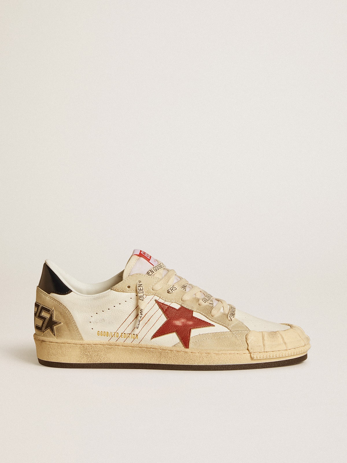 Golden Goose Men’s Ball Star LTD In Nappa Leather With Red Leather Star And Leather Heel Tab - Sneaker Türkiye