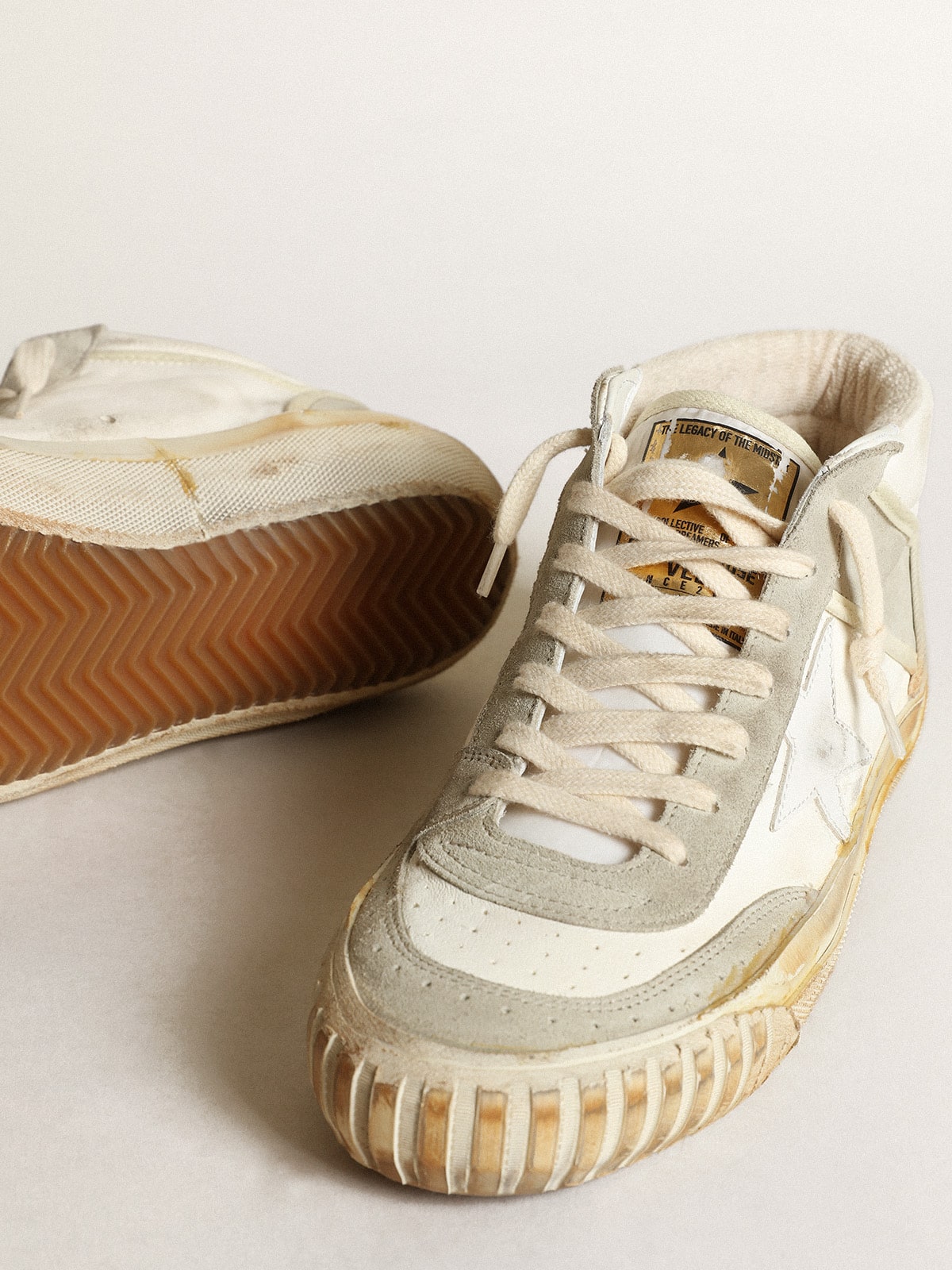 Golden Goose Men’s Mid Star With Ice-Gray Suede Inserts And White Star - Sneaker Türkiye