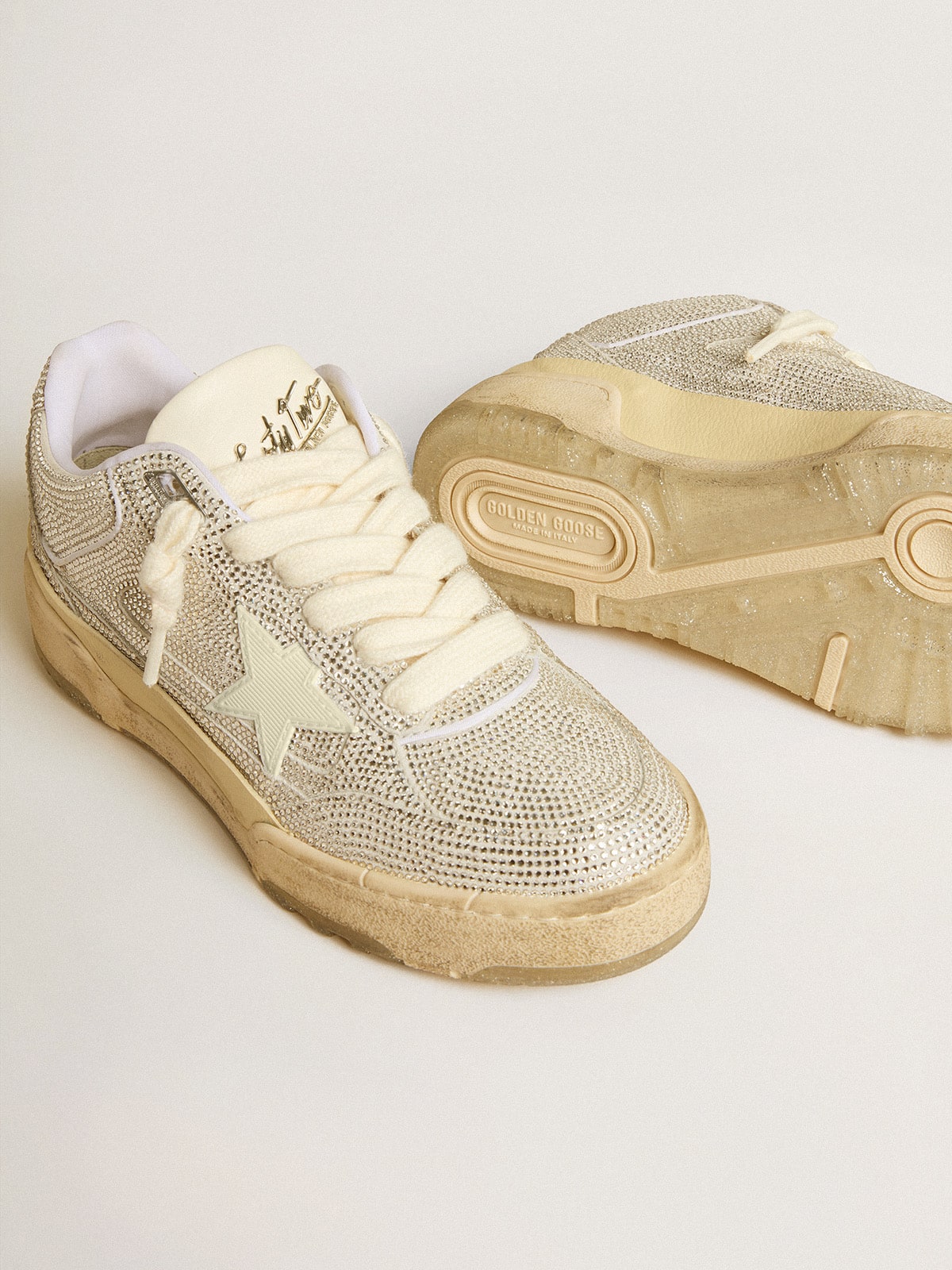 Golden Goose Forty2 In White Leather And Swarovski Crystals With White Tpu Star - Sneaker Türkiye